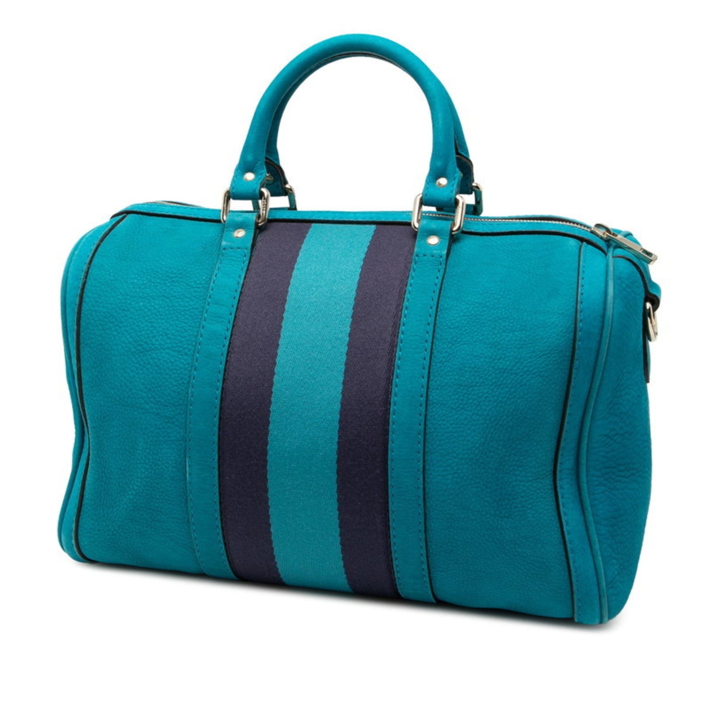 Gucci Light Blue Canvas Suede Boston Bag Shoulder Bag ( )