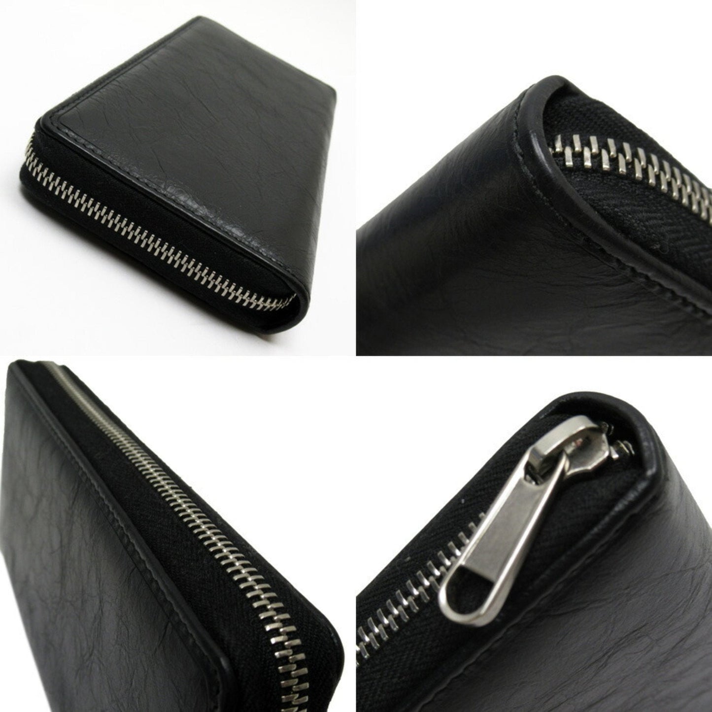 Gucci Black Gold Silver Leather Long Wallet (Bi-Fold) ( )