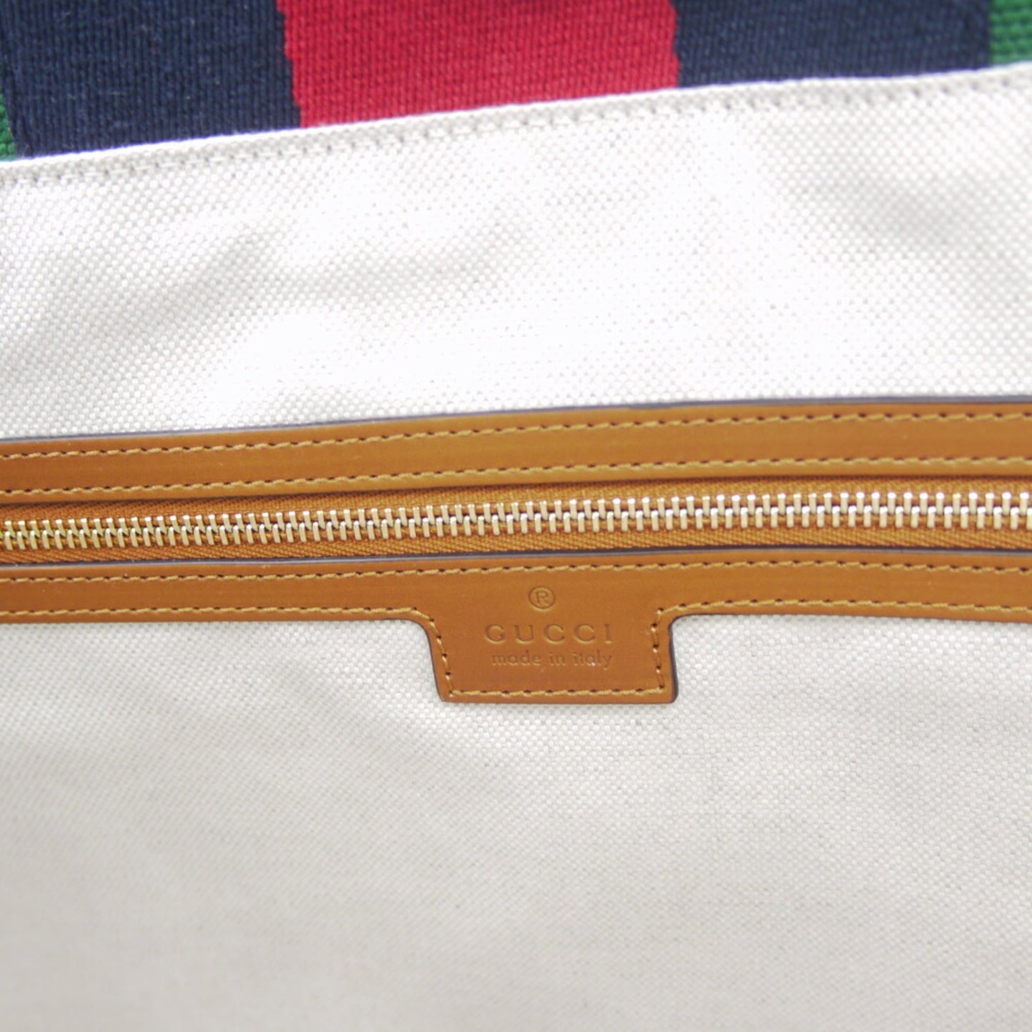 Gucci Green Canvas Leather Shoulder Bag Tote Bag ( )