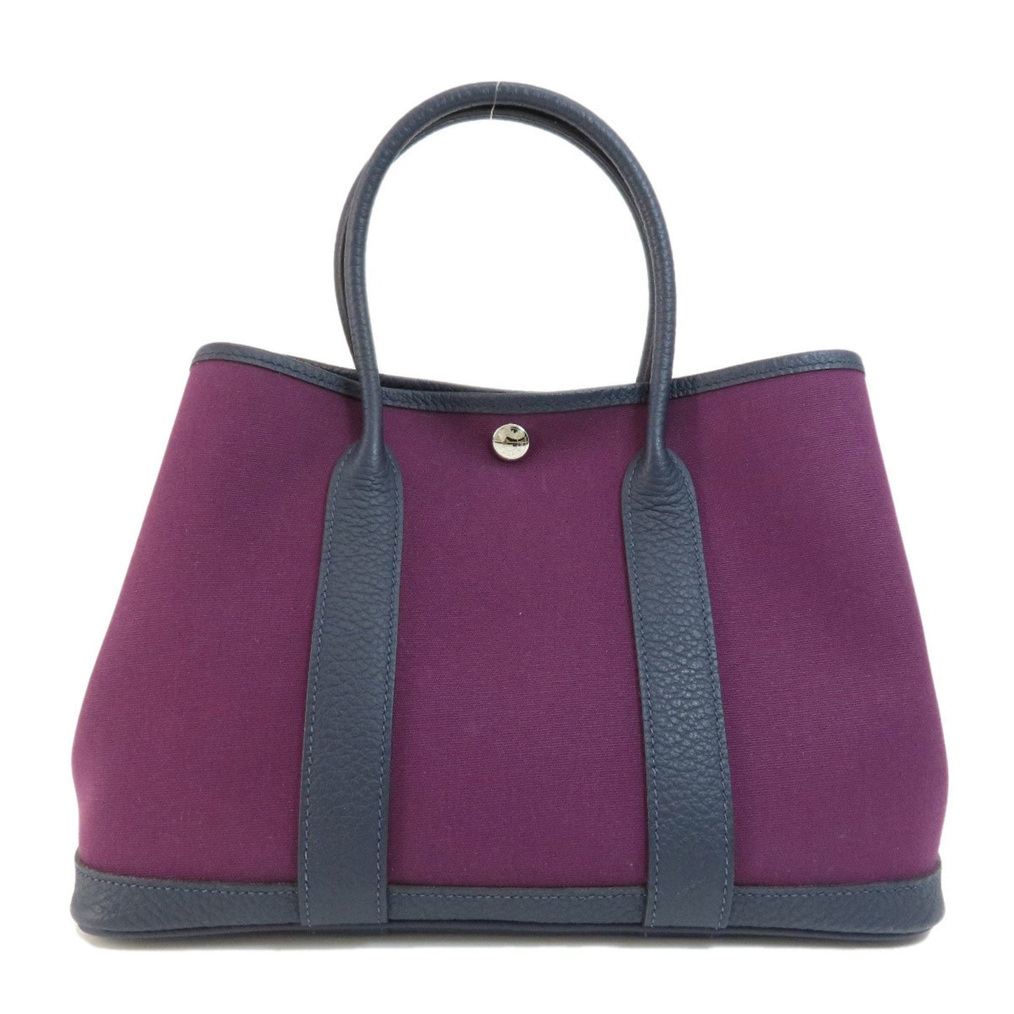 Hermes Navy Purple Canvas Handbag ( )
