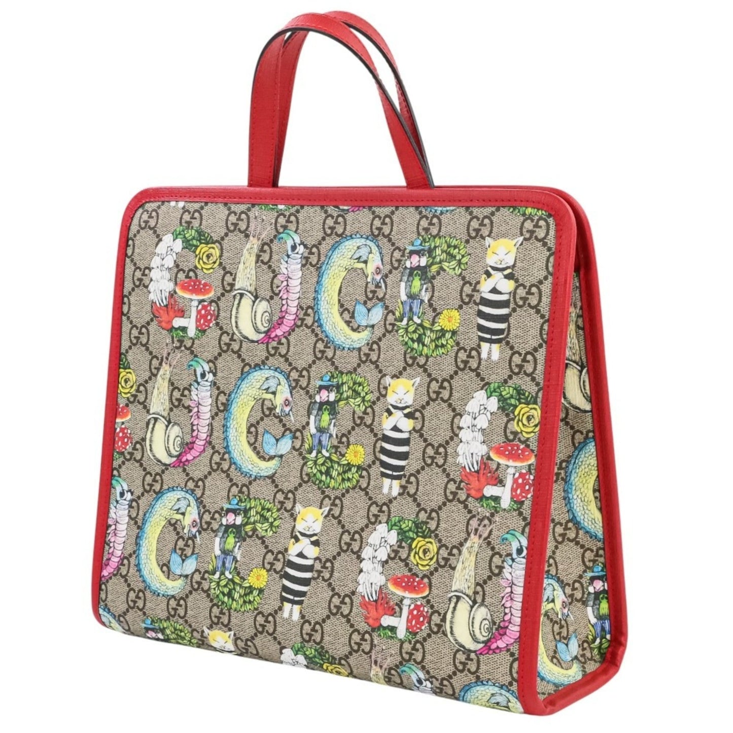 Gucci Beige Red Color Gg Supreme Tote Bag ( )