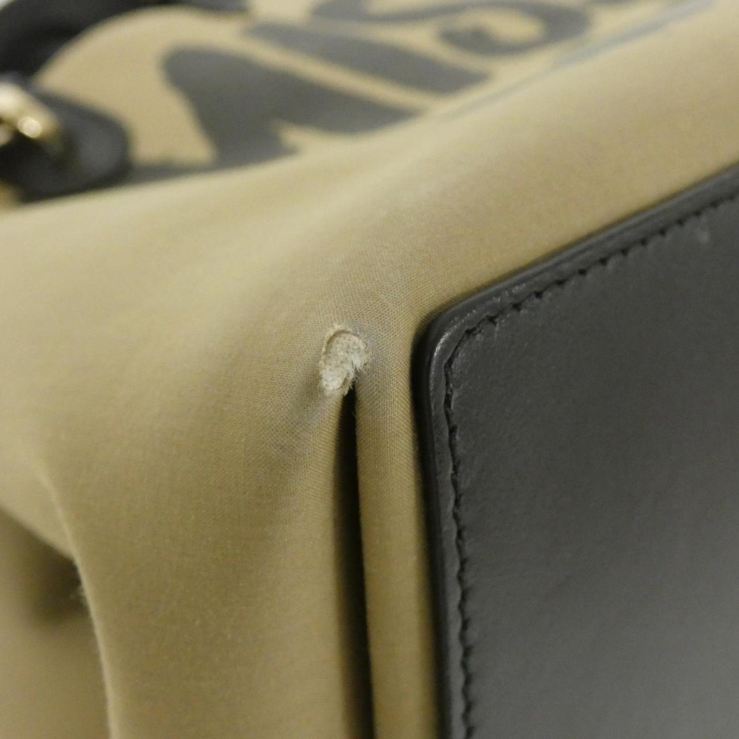 Christian Dior Beige Black Cotton Leather Handbag ()
