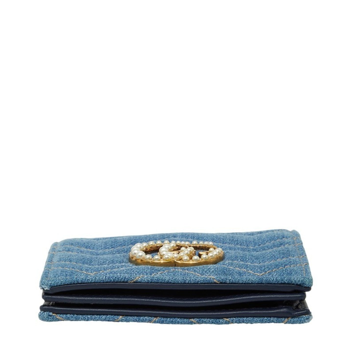 Gucci Blue Denim Artificial Pearl Wallet (Bi-Fold) ( )