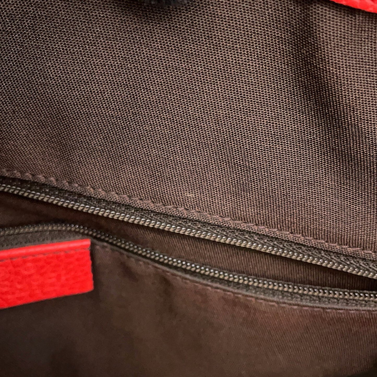 Gucci Red Brown Leather Shoulder Bag Tote Bag ( )