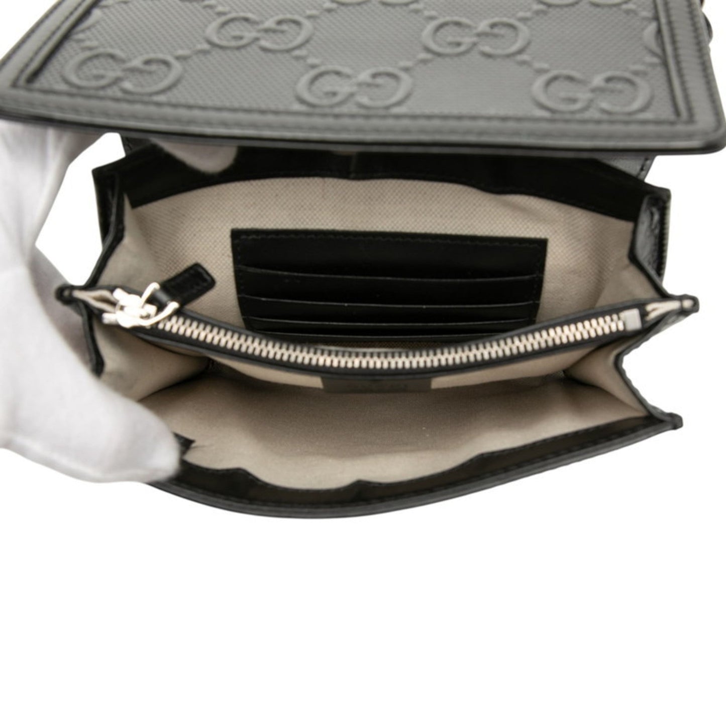 Gucci Black Leather Pvc Shoulder Bag ( )