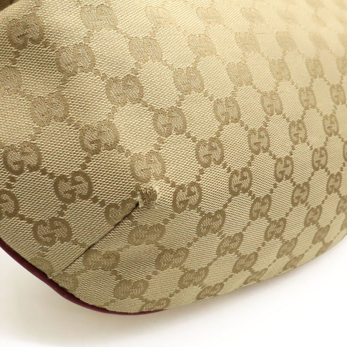 Gucci Beige Red Color Gg Canvas Leather Shoulder Bag ( )