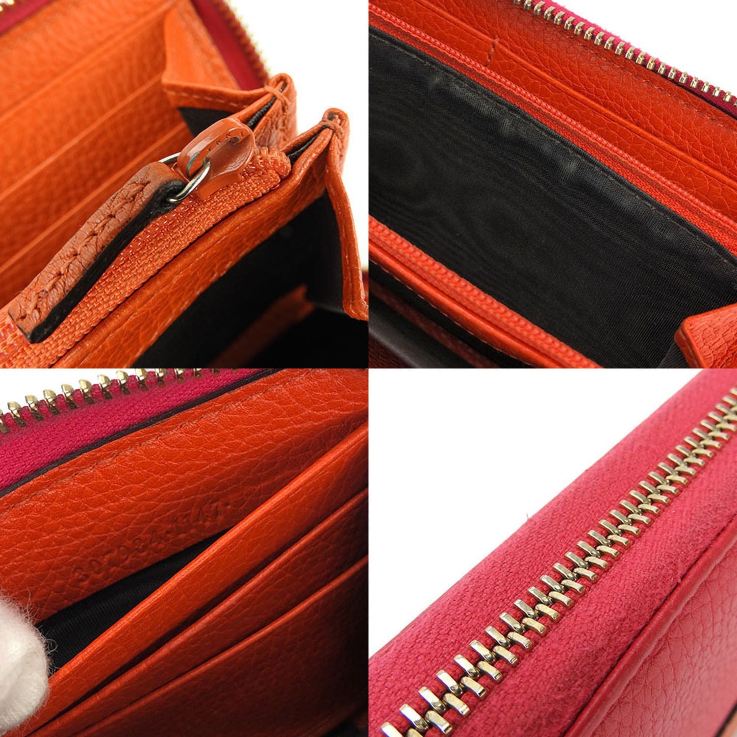 Gucci Bamboo Orange Pink Leather Long Wallet (Bi-Fold) ( )