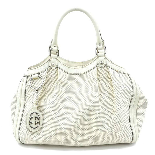 Gucci Ivory Leather Nylon Handbag ( )