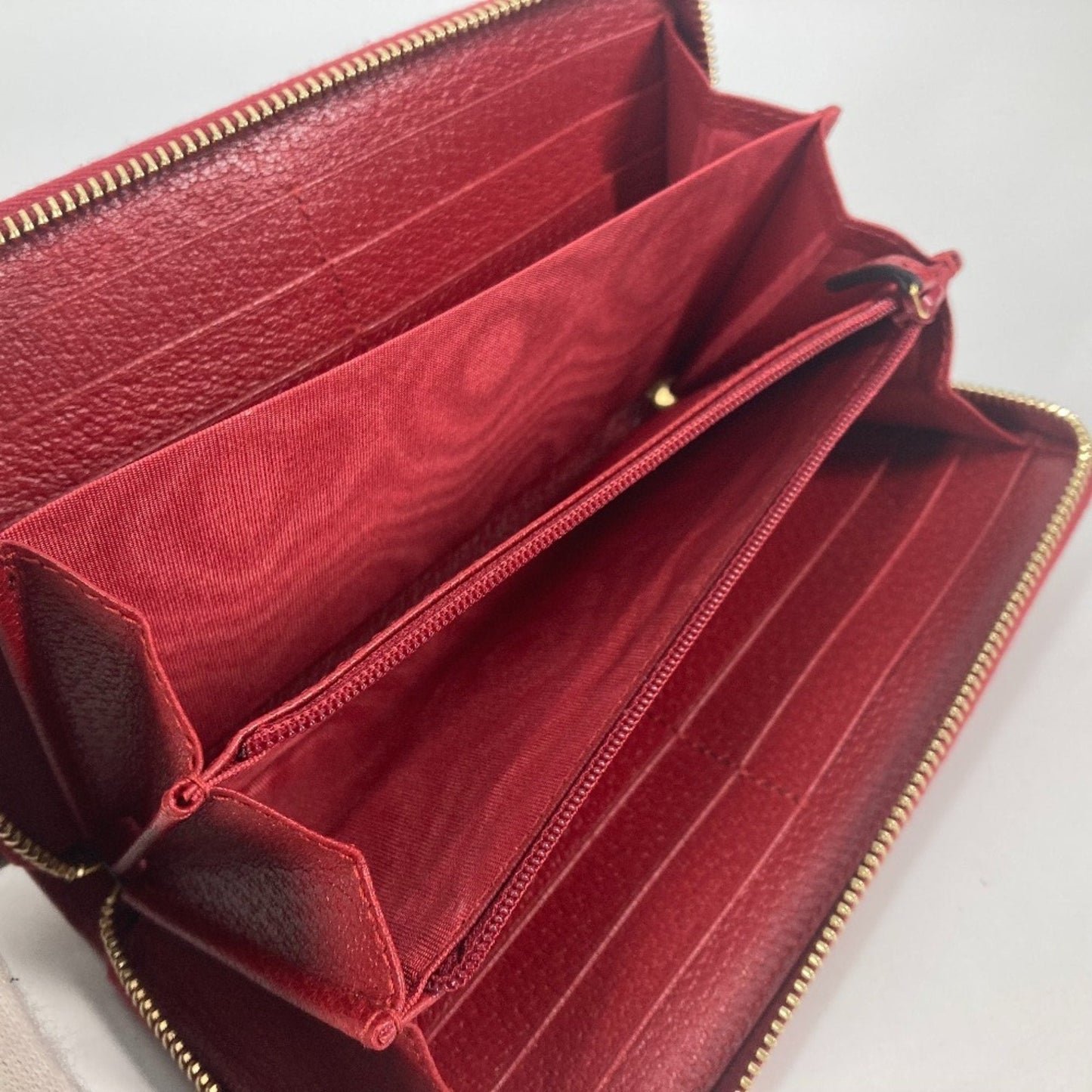 Gucci Blue Red Color White Canvas Leather Long Wallet (Bi-Fold) ( )