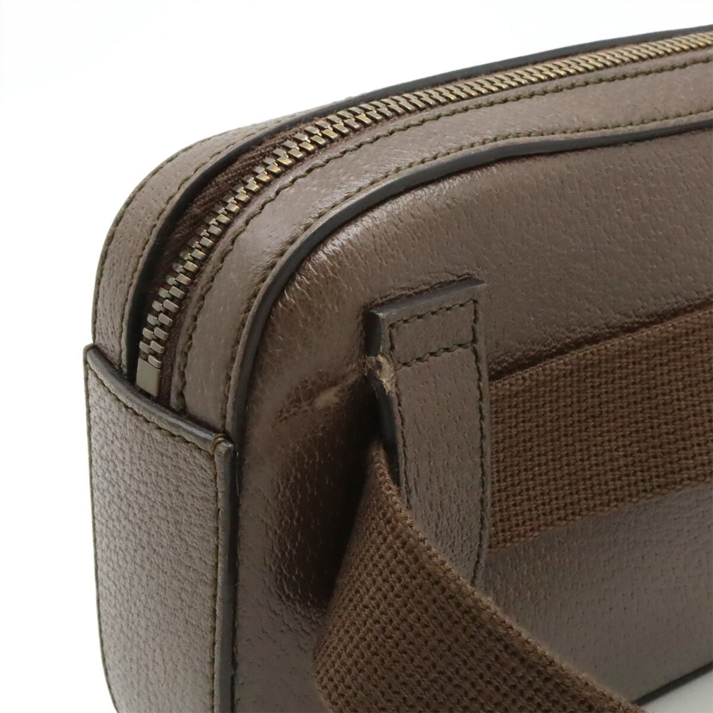 Gucci Brown Green Red Color Yellow Leather Clutch Bag Fanny Pack Sling Bag ( )