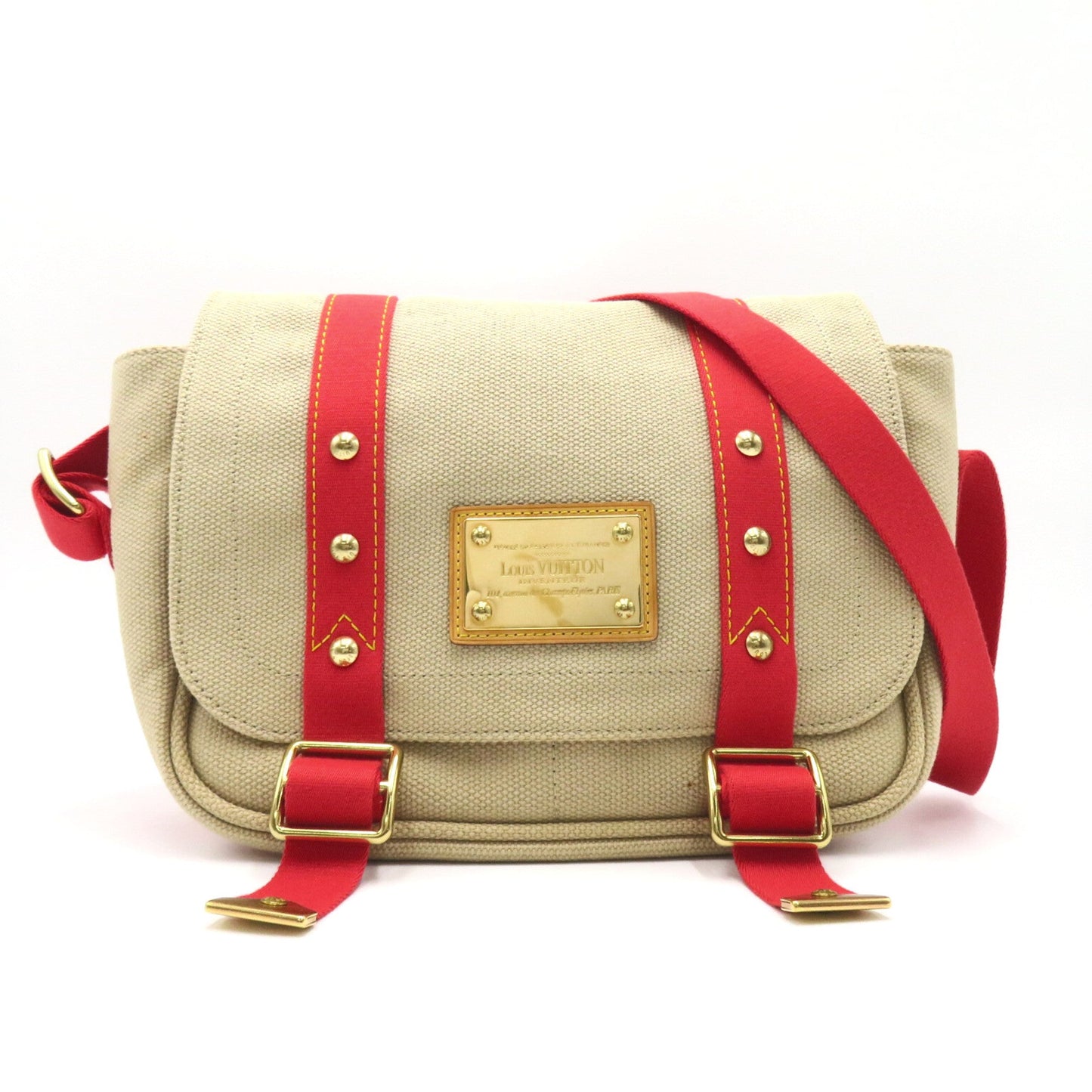 LOUIS VUITTON Buzzus PM Beige Red canvas Antigua M40041