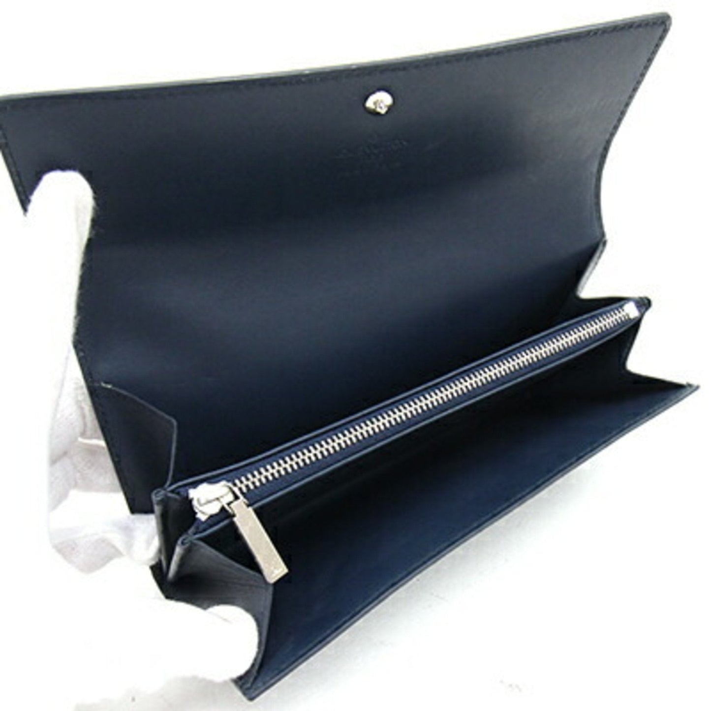 LOUIS VUITTON Bifold Long Wallet Monogram Matte Pochette Porte Monet Credit M65102 Blue Men's Women's Leather