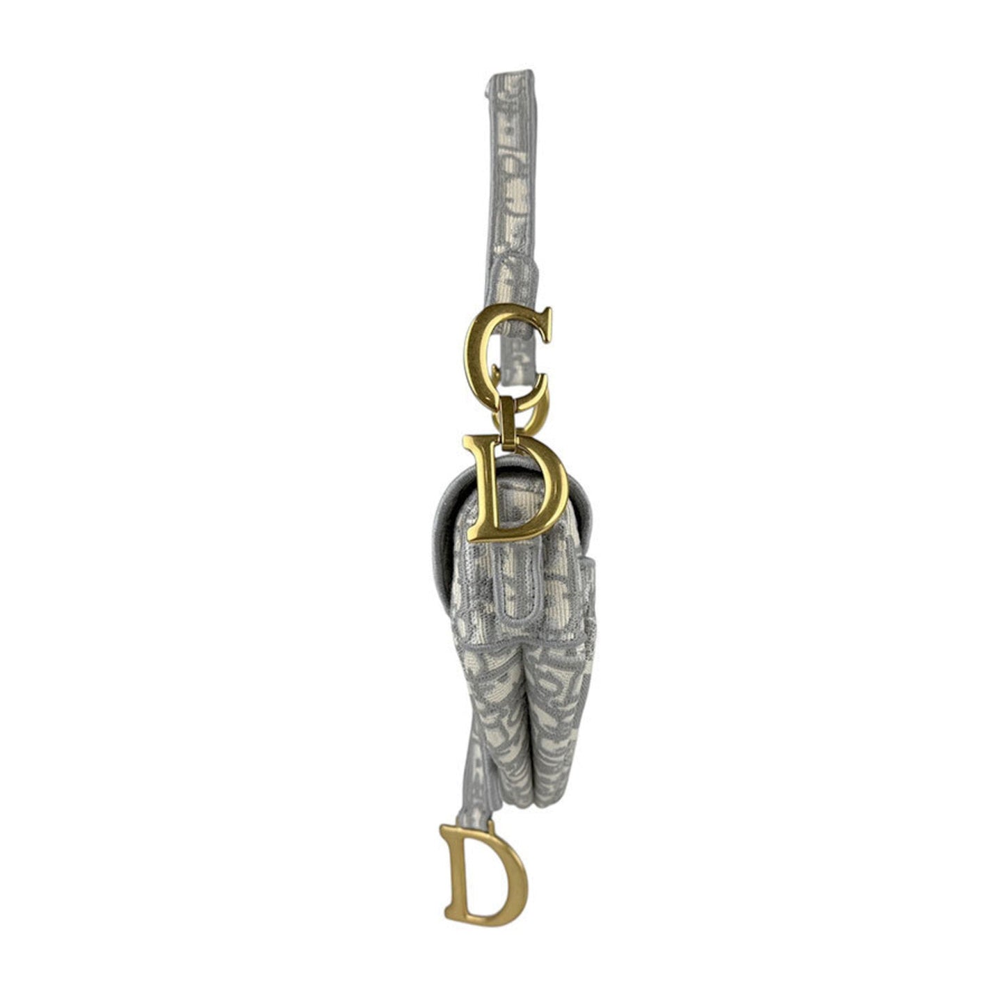 Christian Dior Gray White Canvas Saddle Bag Shoulder Bag ()