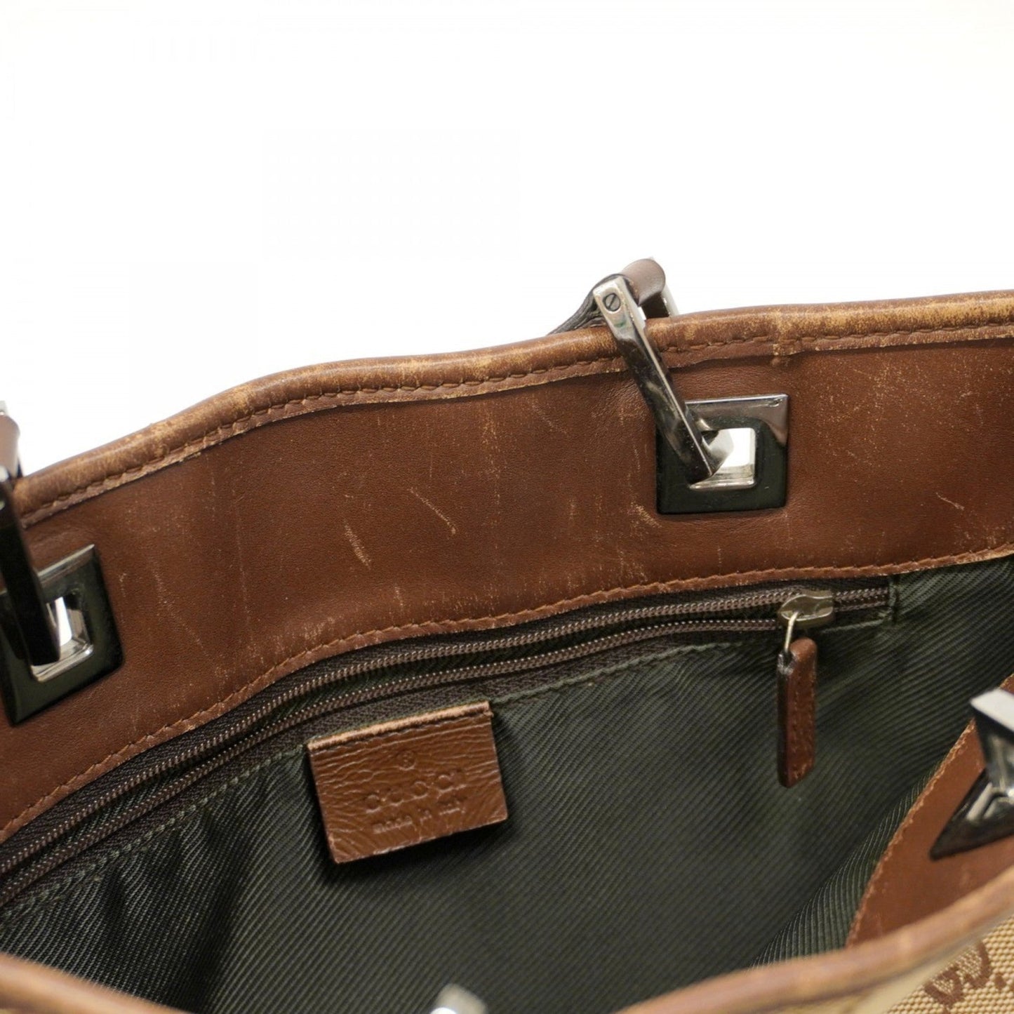 Gucci Beige Brown Canvas Tote Bag ( )