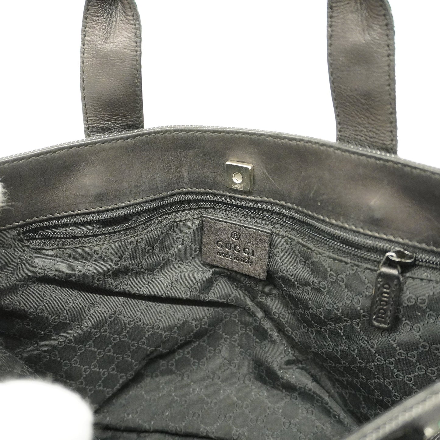 GUCCI Auth  Sherry Line 73984 Women's Denim,Leather Handbag Black
