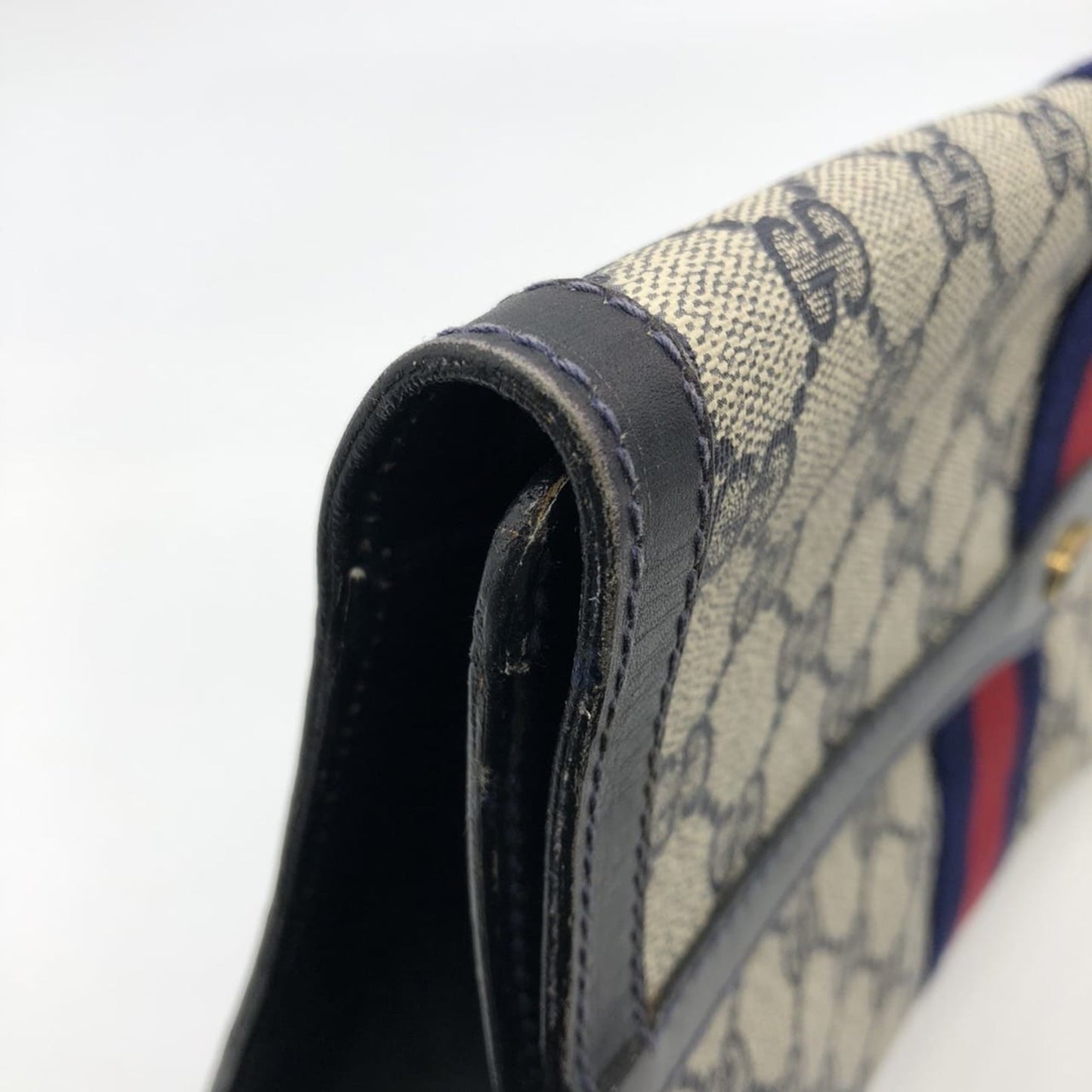 Gucci Navy Gg Supreme Clutch Bag Pouch ( )