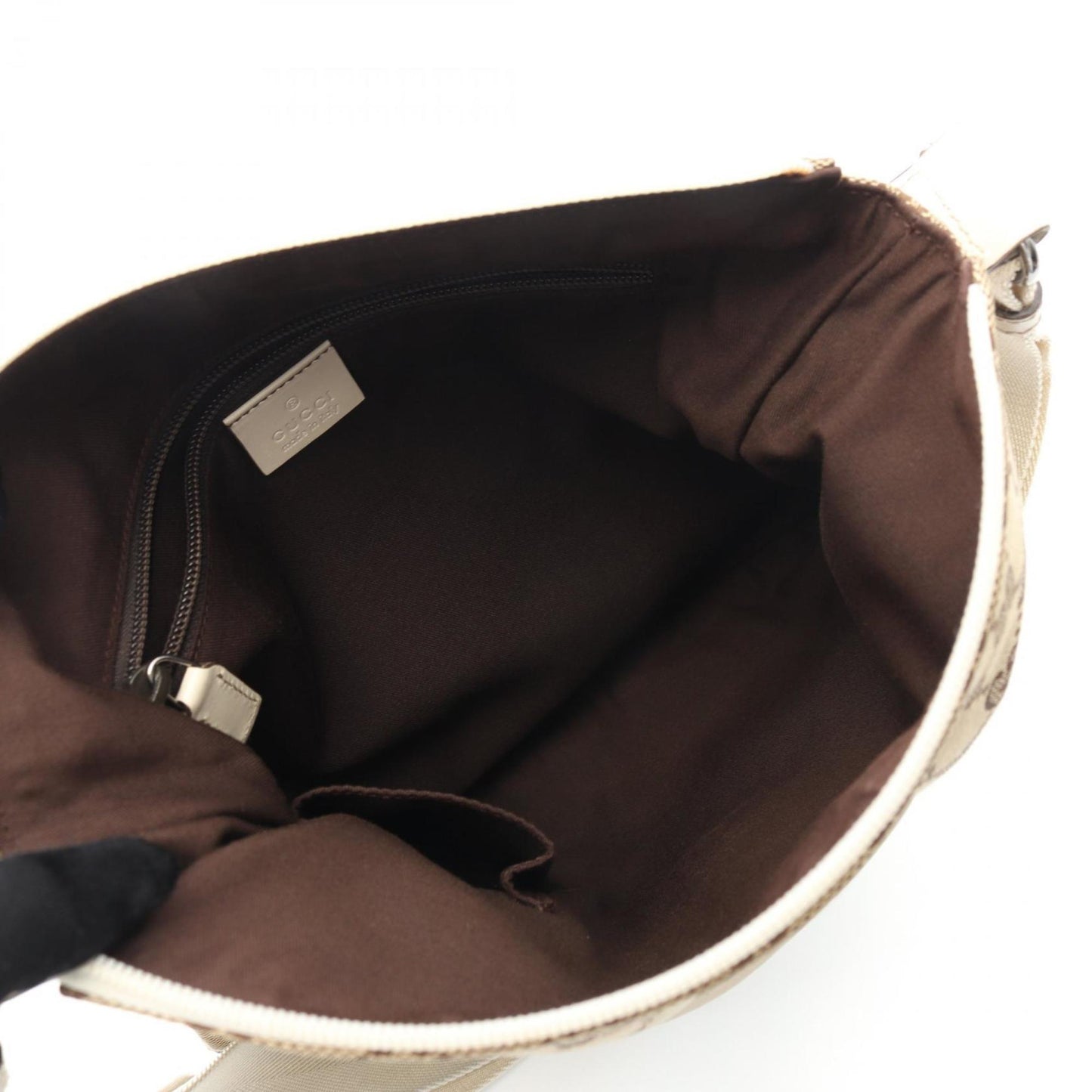 Gucci Beige White Gg Canvas Leather Shoulder Bag ( )
