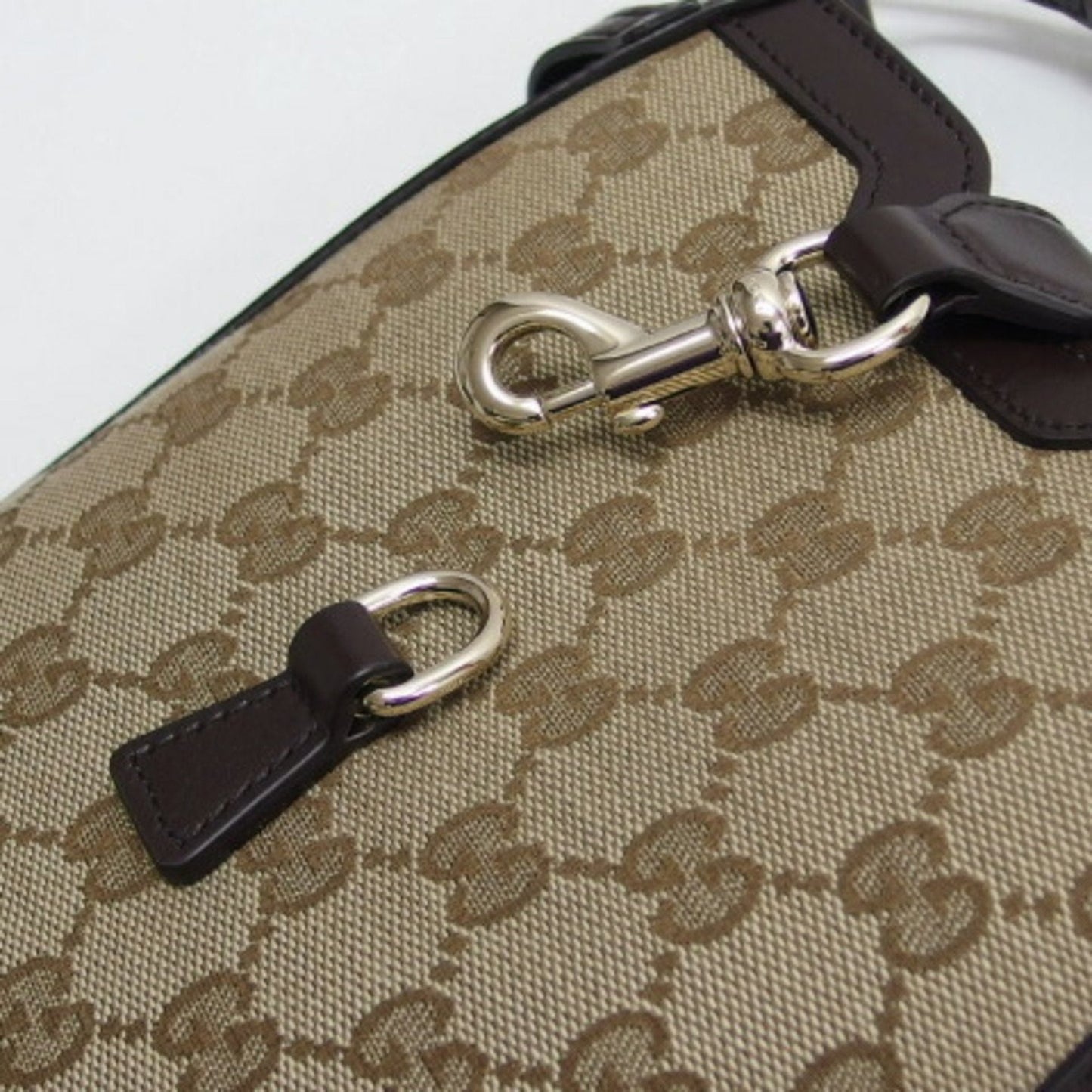 Gucci Beige Dark Brown Canvas Shoulder Bag ( )
