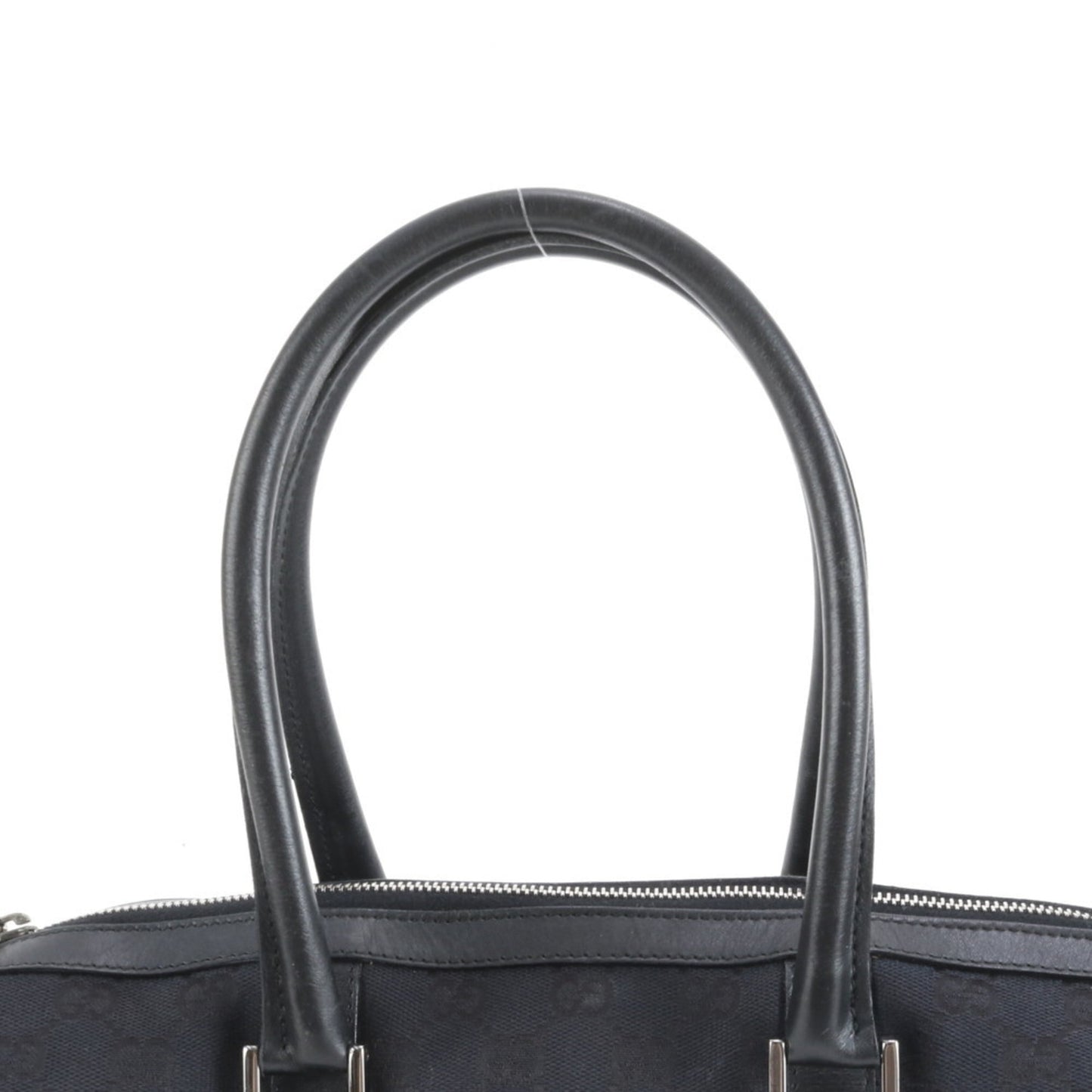 Gucci Black Leather Canvas Tote Bag ( )