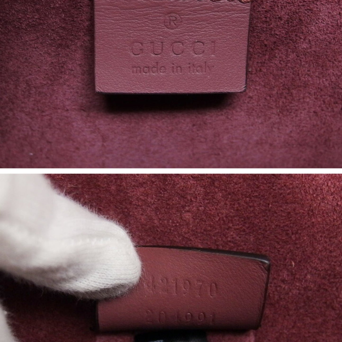 Gucci Beige Bordeaux Pink Coated Canvas Suede Shoulder Bag ( )
