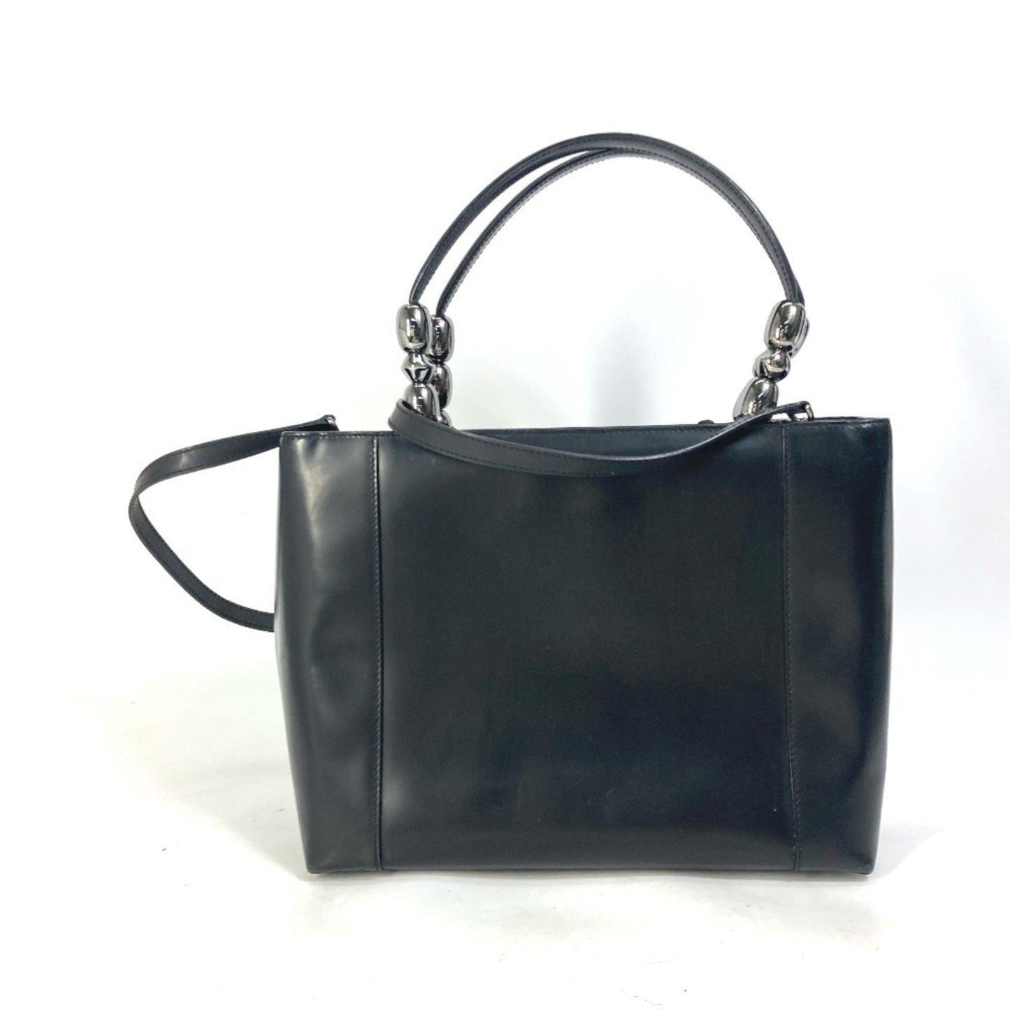 Christian Dior Black Leather Handbag Shoulder Bag Tote Bag ()