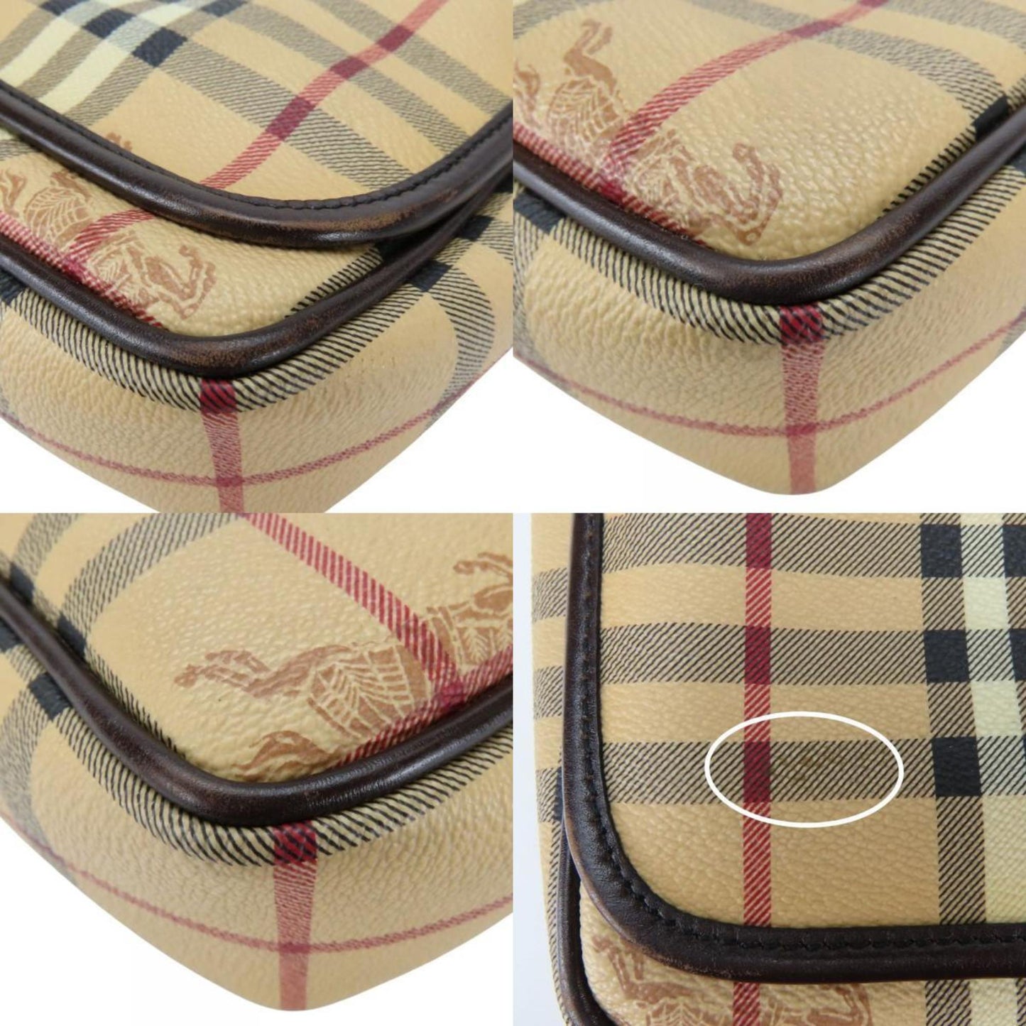 Burberry Beige Brown Pvc Leather Shoulder Bag ( )