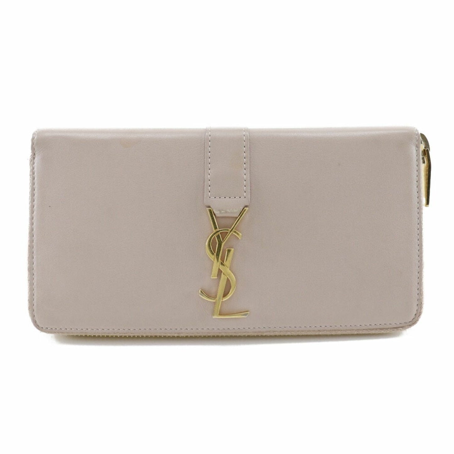 Yves Saint Laurent Long Wallet in Beige Leather