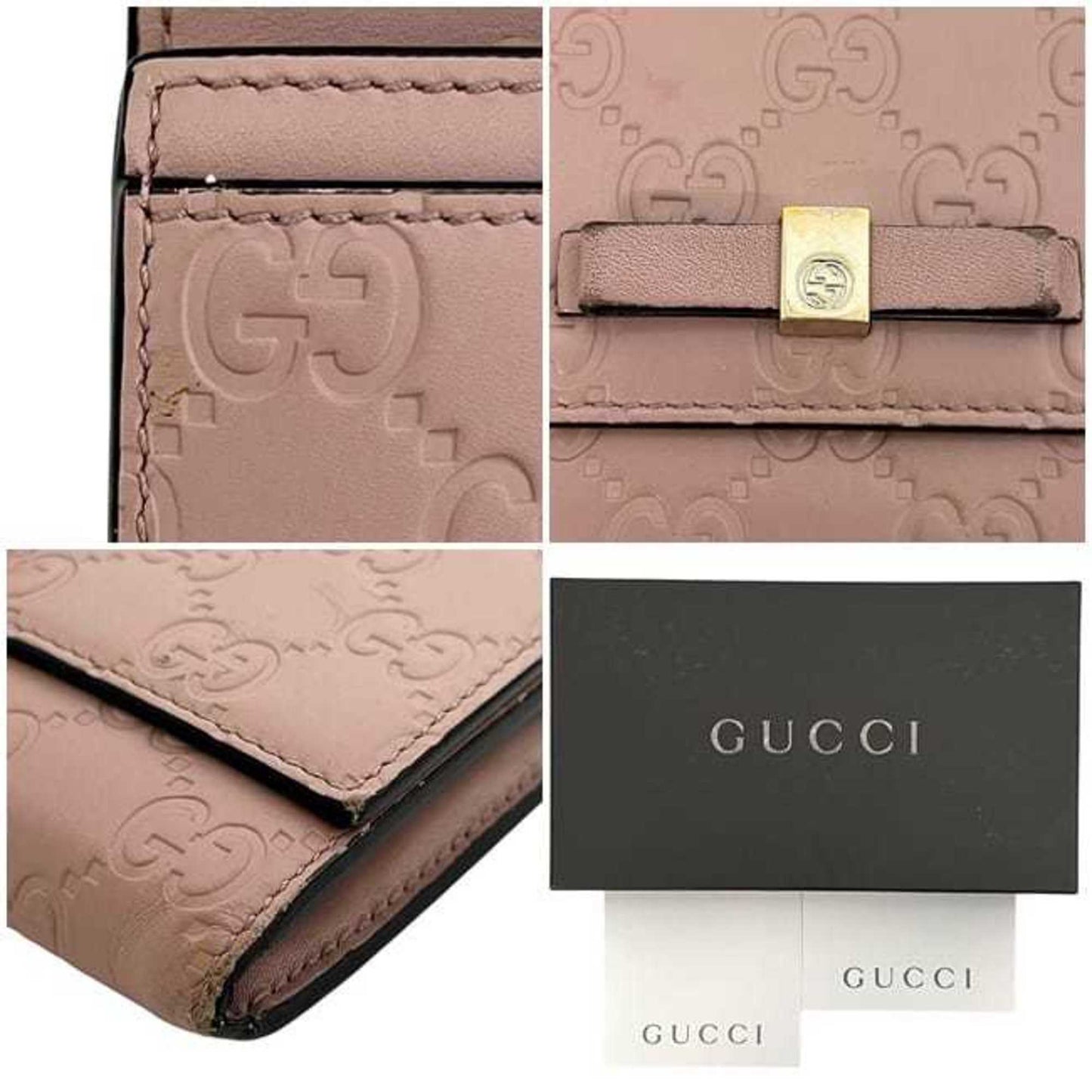 Gucci Beige Pink Leather Long Wallet (Bi-Fold) ( )