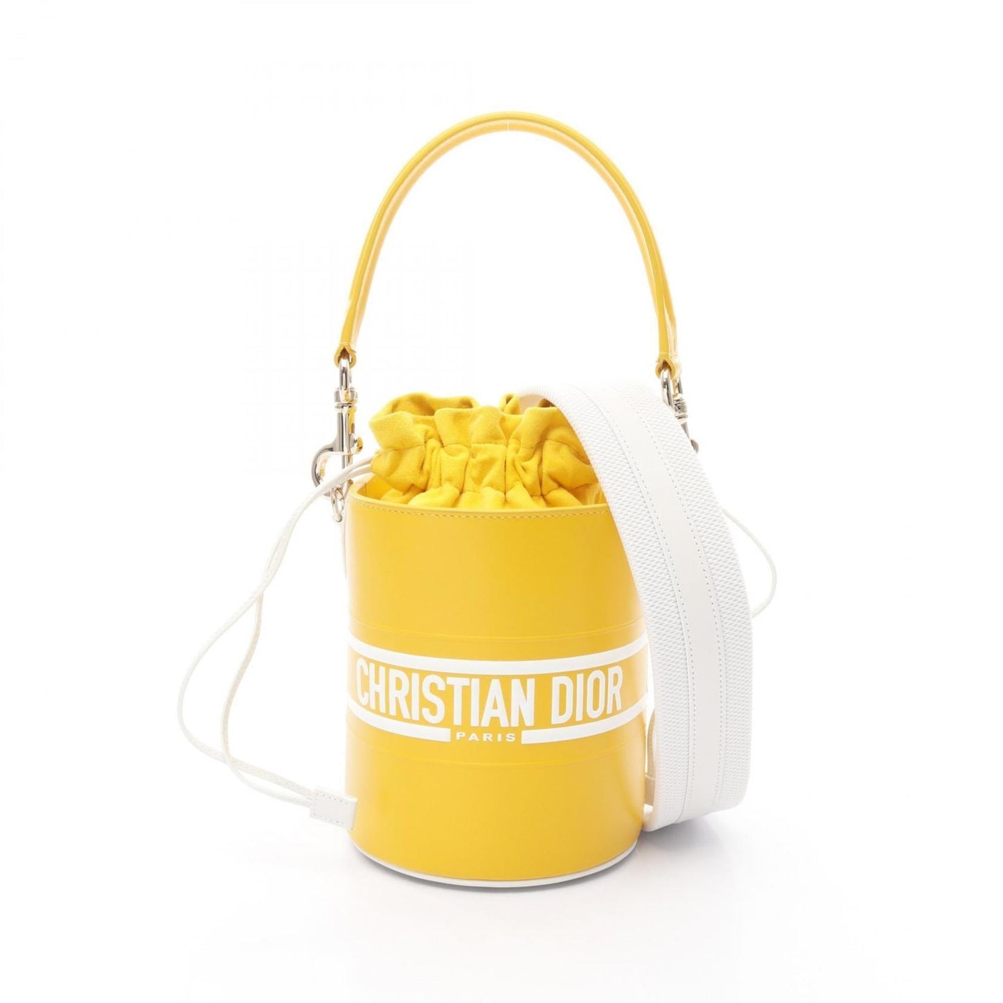 Christian Dior White Yellow Leather Handbag ()