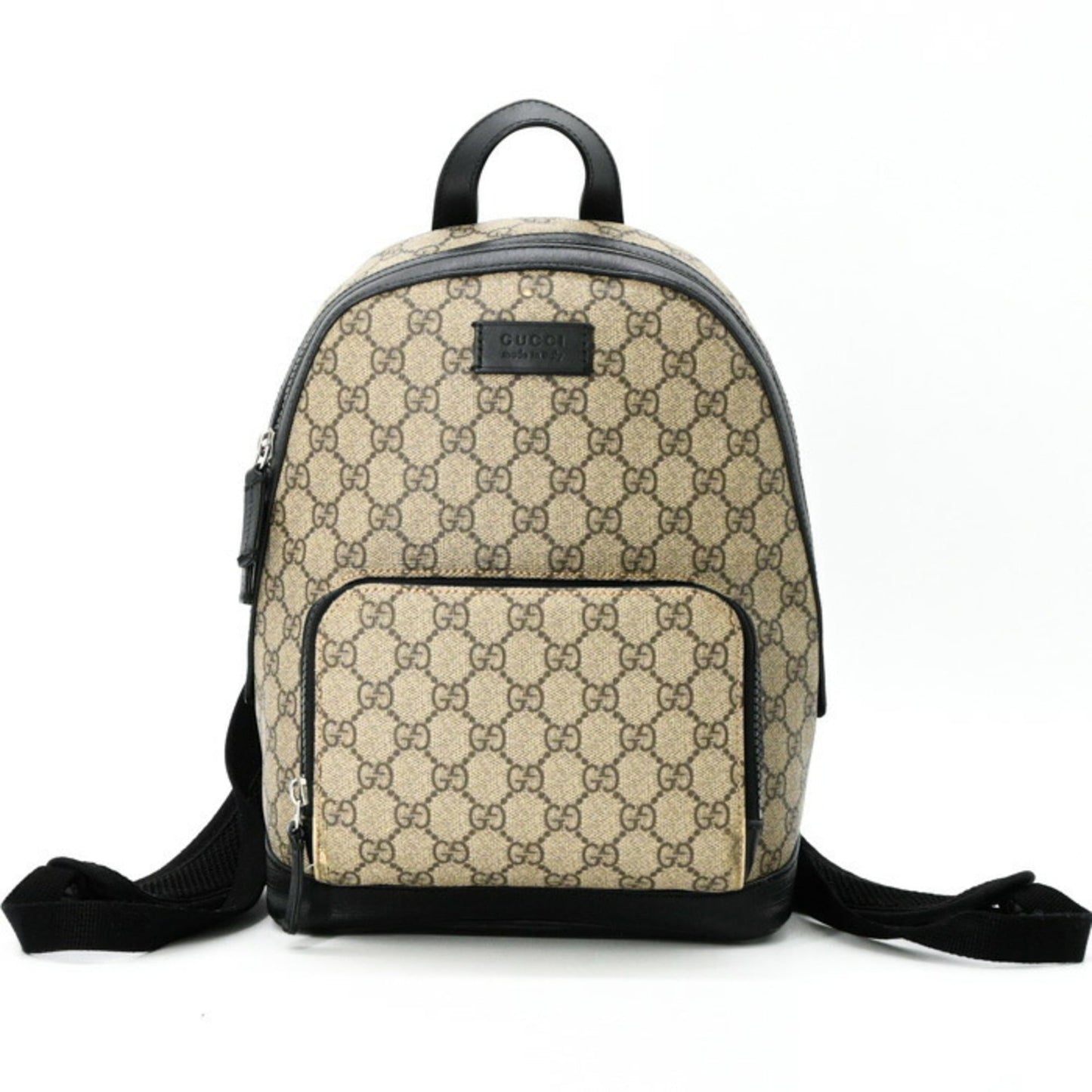 Gucci Beige Black Gg Supreme Leather Backpack ( )