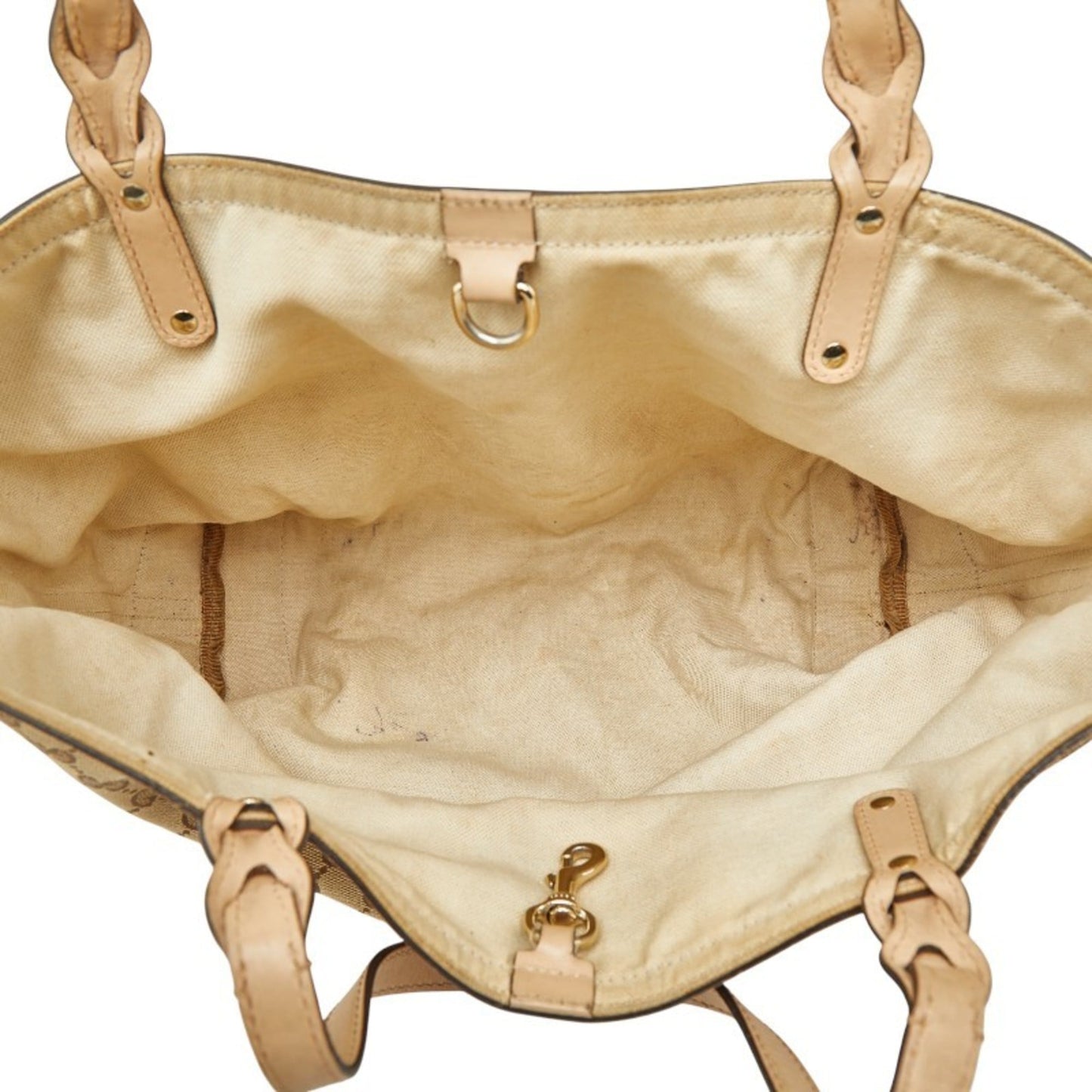 Gucci Gg Canvas Beige Brown Gg Canvas Leather Tote Bag ( )