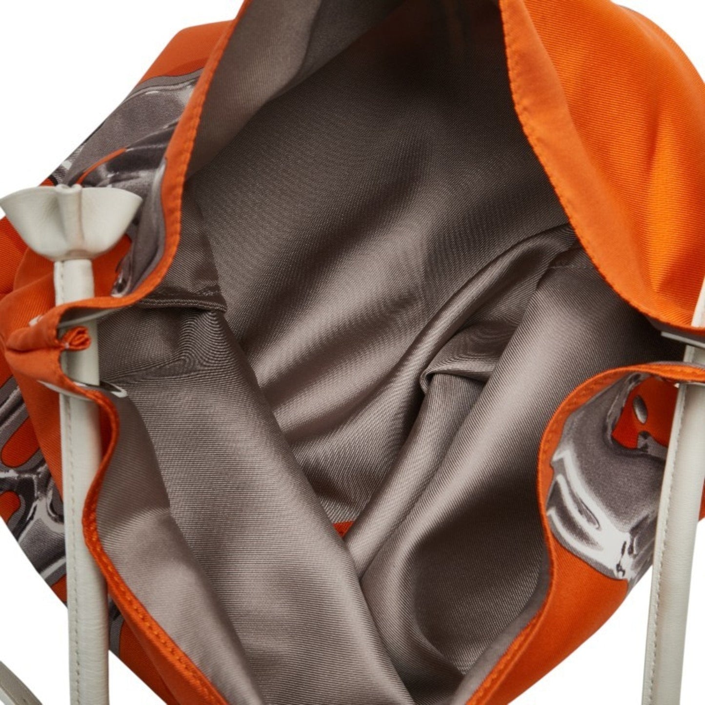 Hermes Orange Silk Leather Pouch Shoulder Bag ( )