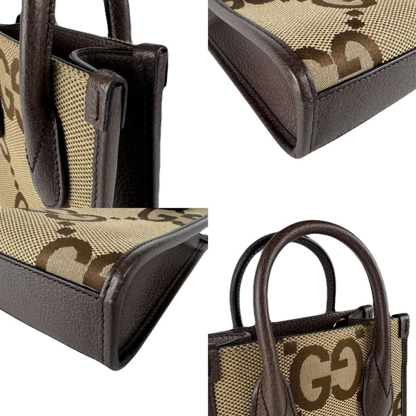 Gucci Brown Green Red Color Canvas Leather Handbag Shoulder Bag ( )