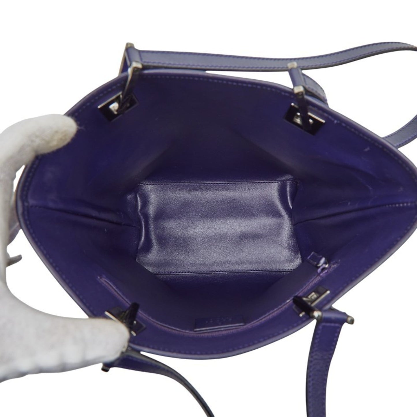 Gucci Blue Purple Satin Leather Handbag Tote Bag ( )