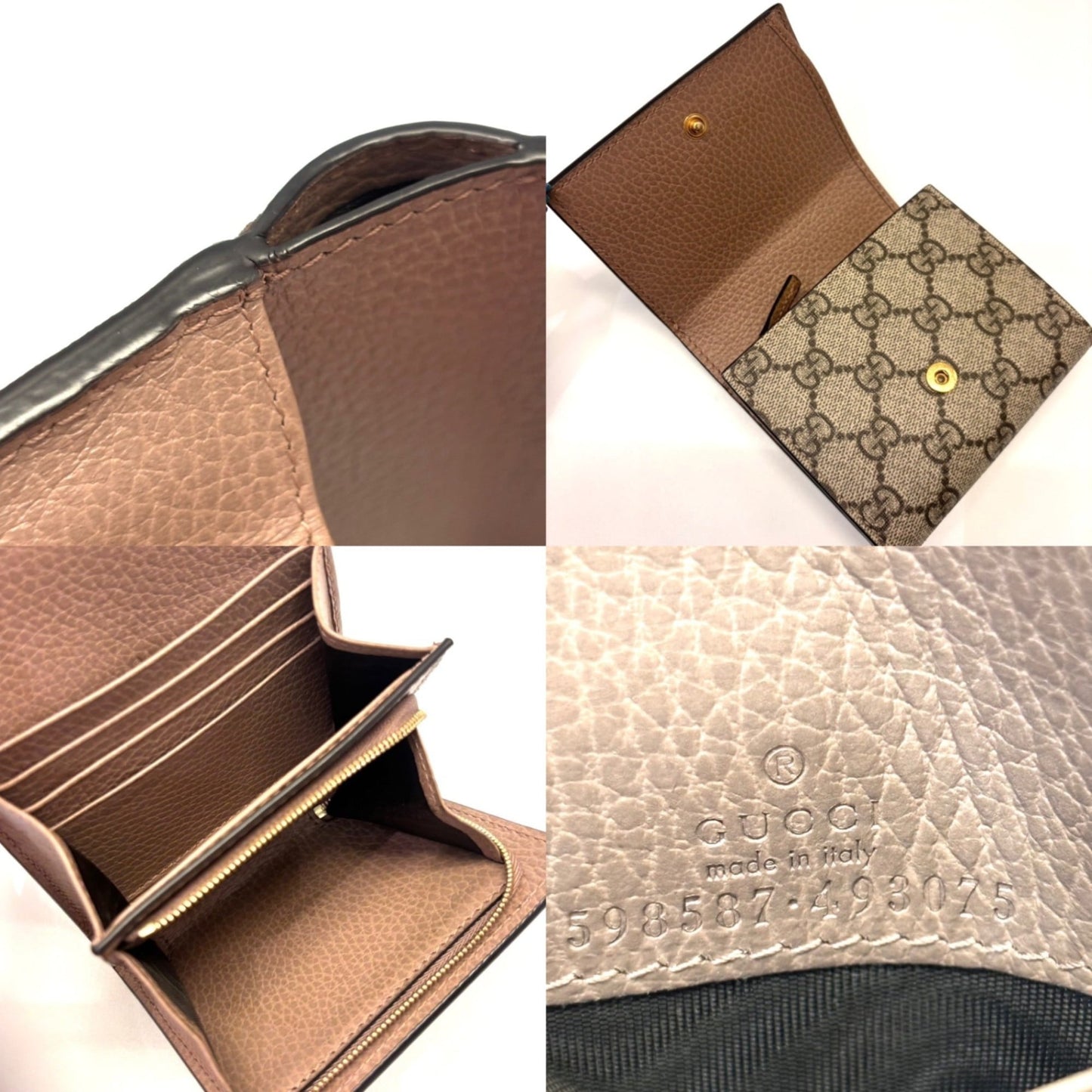 Gucci Pink Beige Gg Supreme Leather Wallet (Bi-Fold) ( )