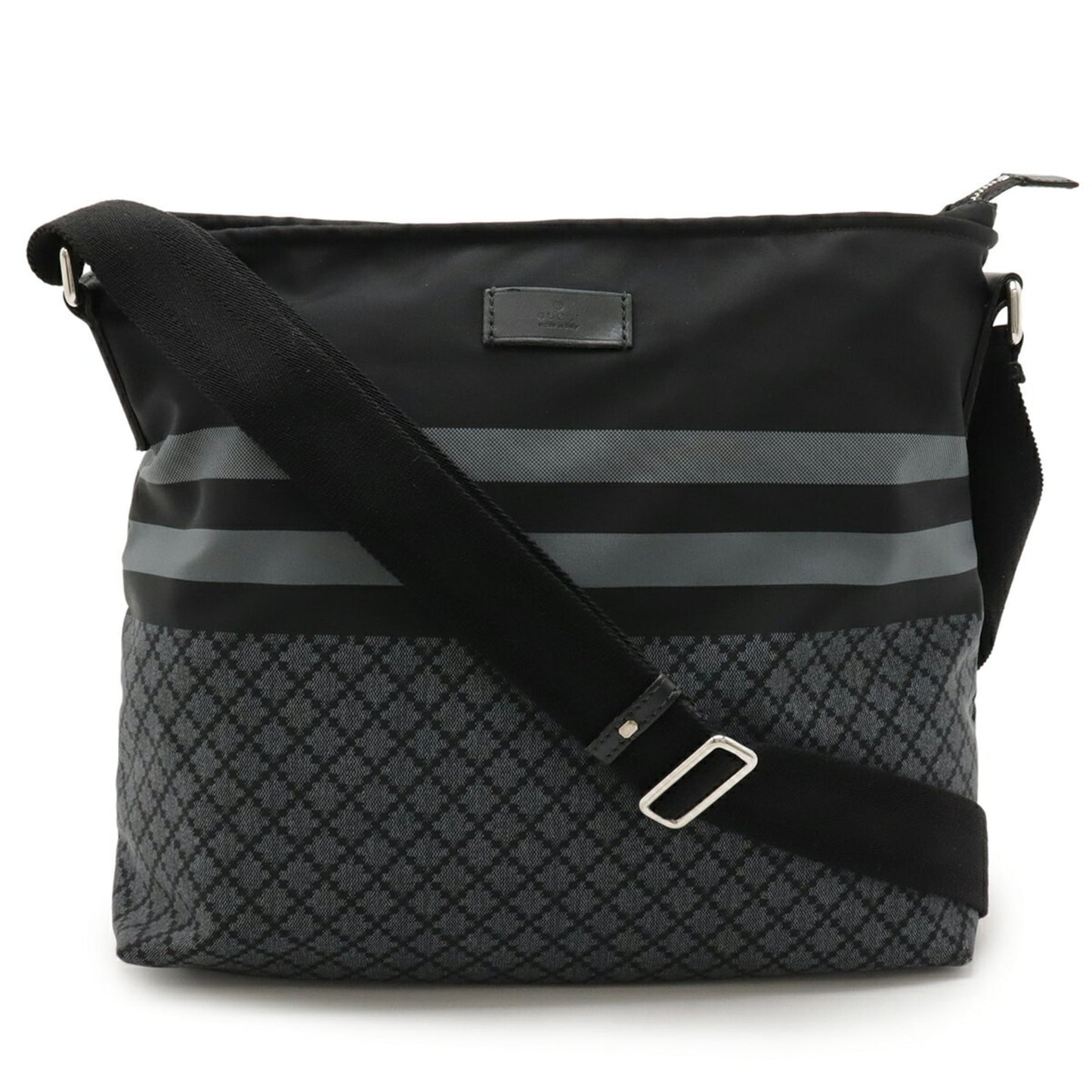 Gucci Black Gray Nylon Leather Shoulder Bag ( )