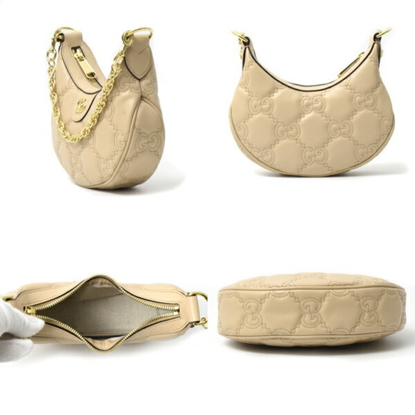 Gucci Beige Leather Handbag Shoulder Bag ( )