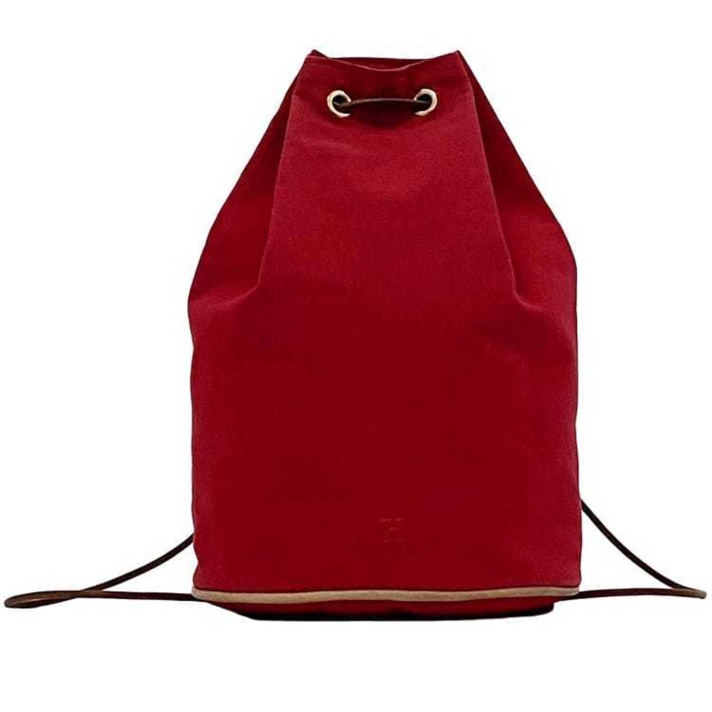Hermes Red Color Cotton Canvas Leather Backpack ( )