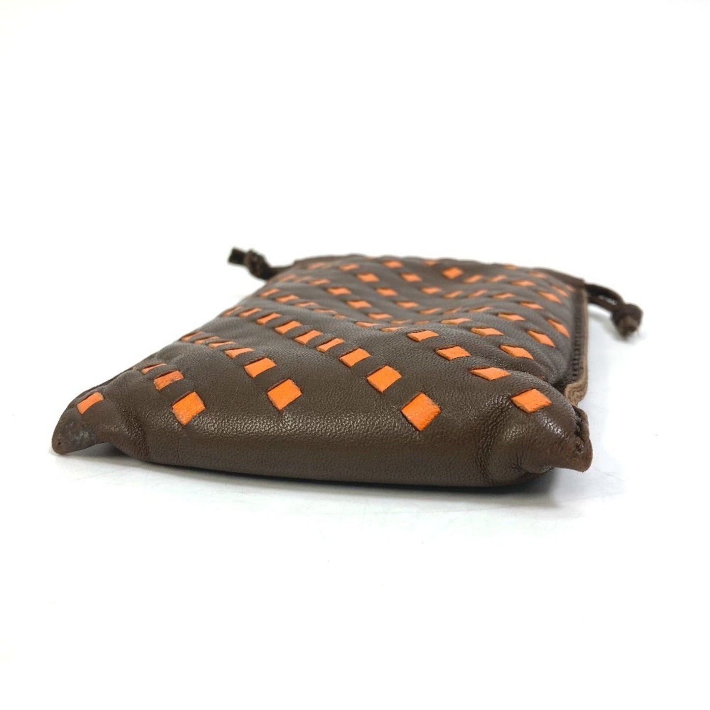 Hermes Brown Orange Agneau Milo Pouch ( )