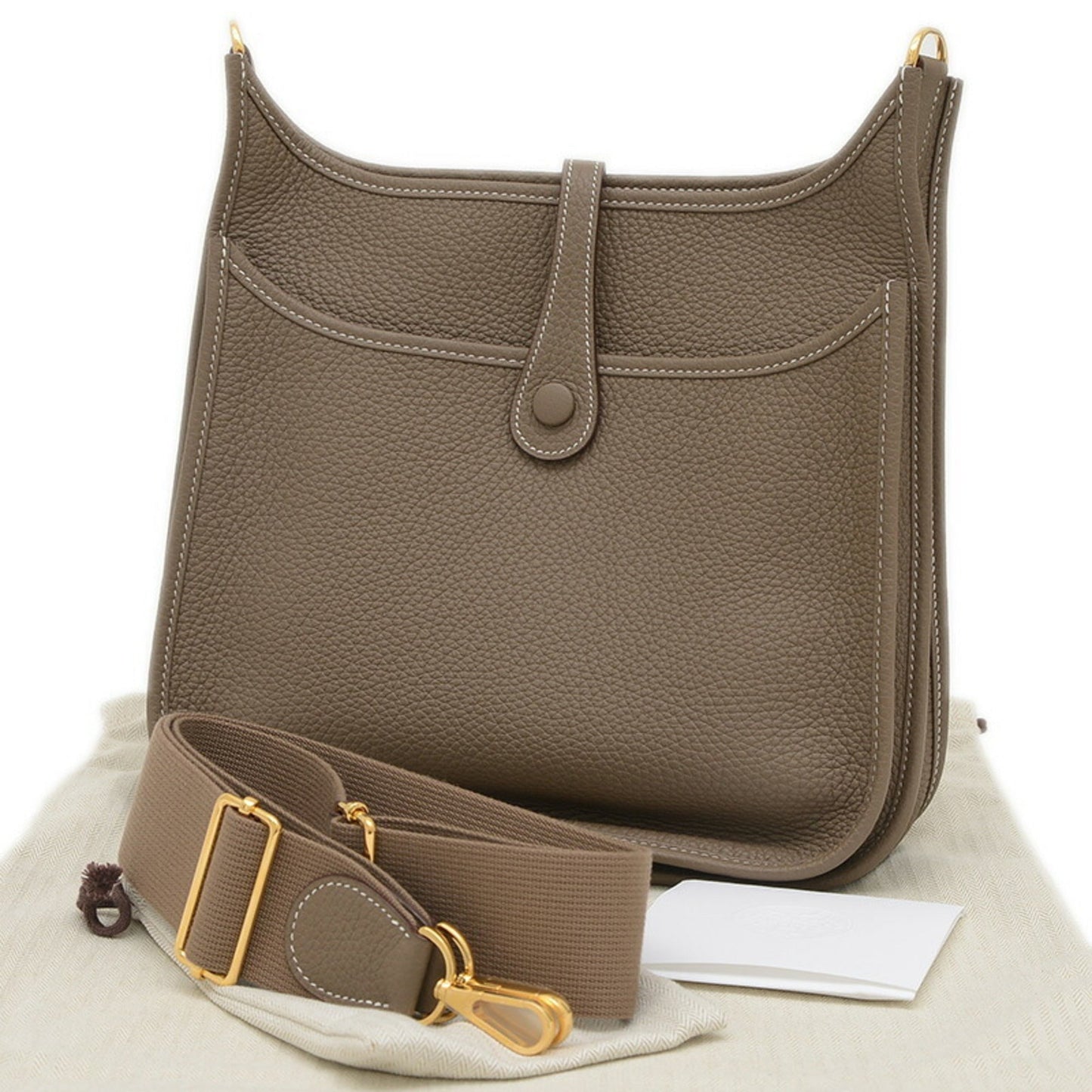 Hermes Etoupe Gray Taurillon Clemence Leather Shoulder Bag ( )