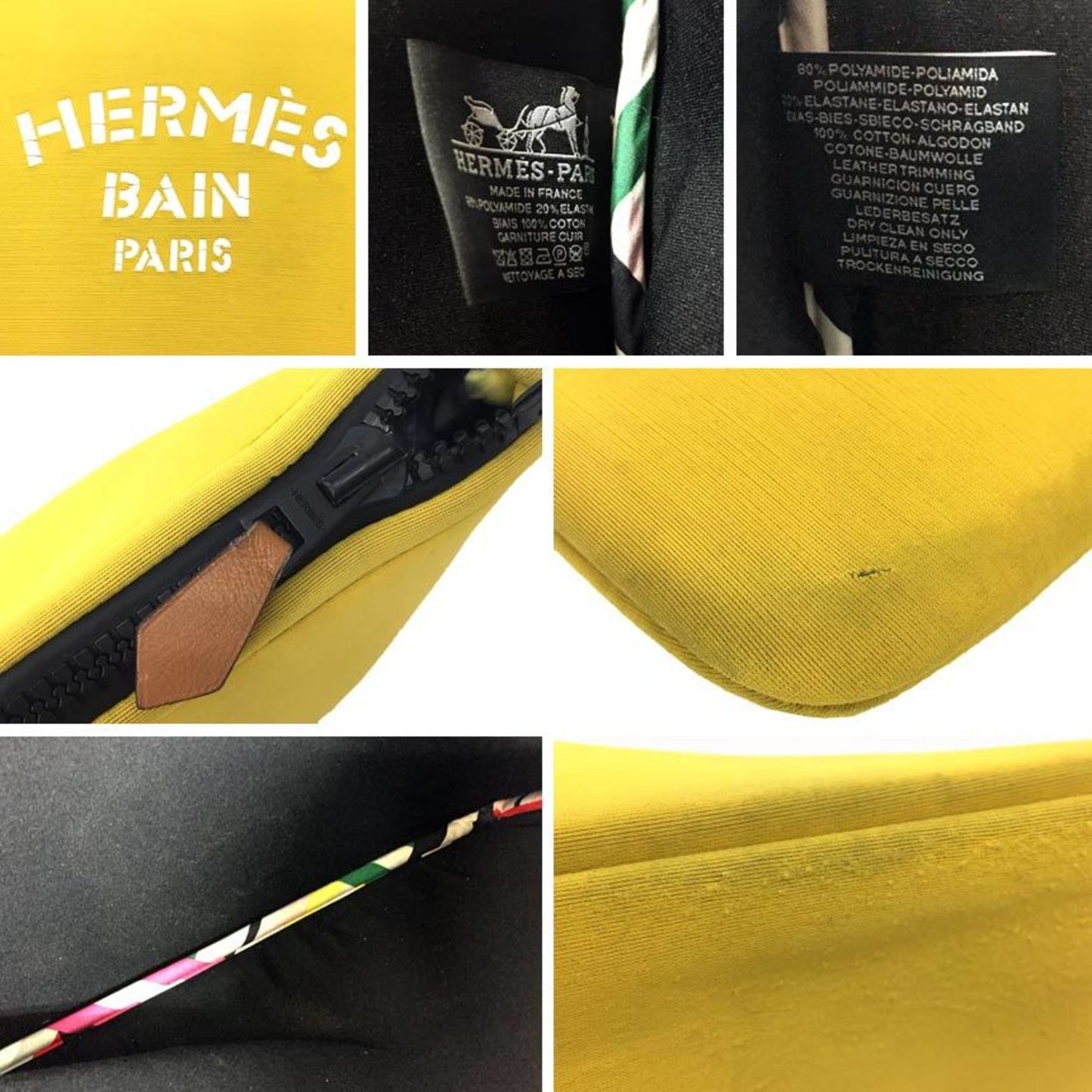 Hermes Yellow Polyamide Clutch Bag Pouch ( )