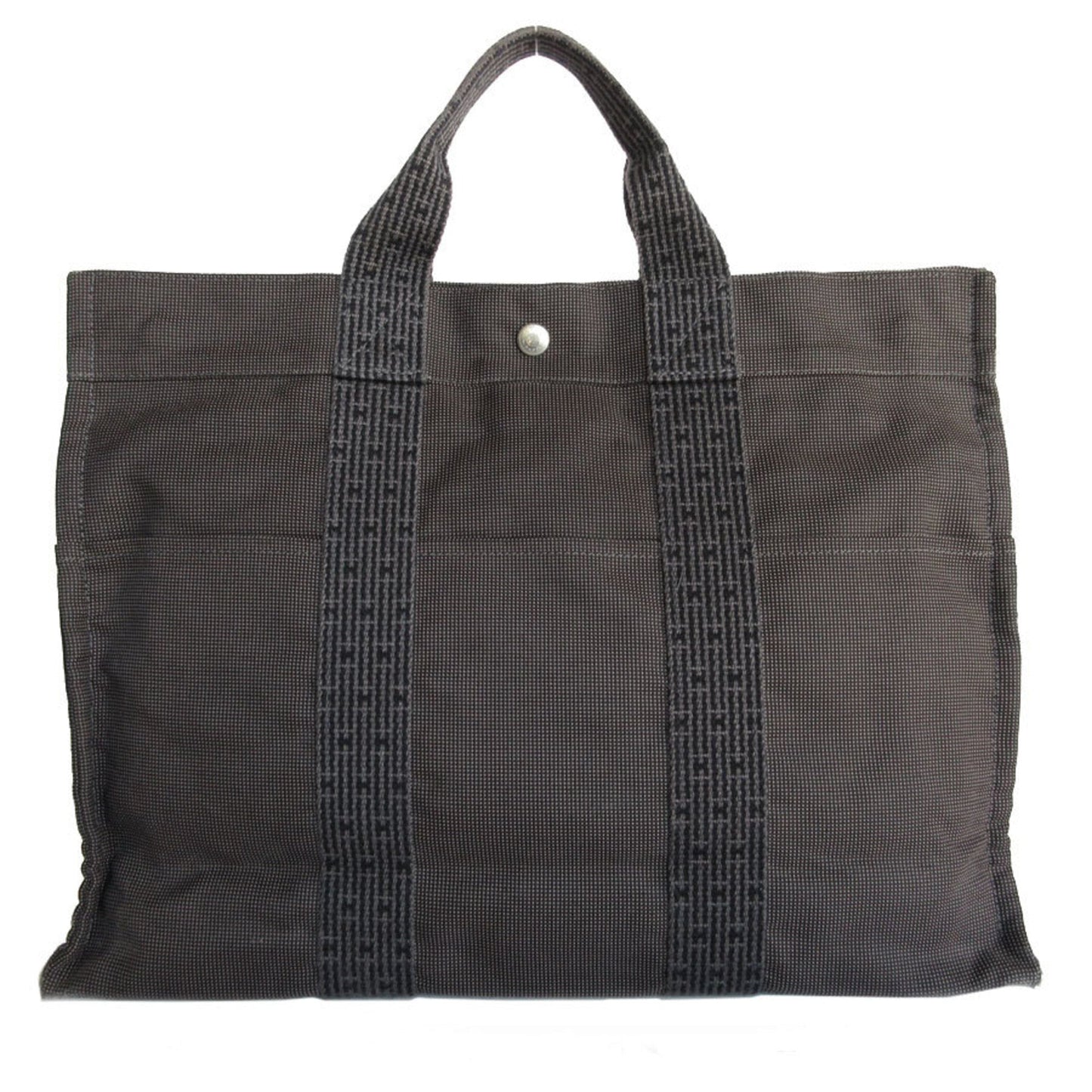 Hermes Dark Gray Canvas Handbag Tote Bag ( )