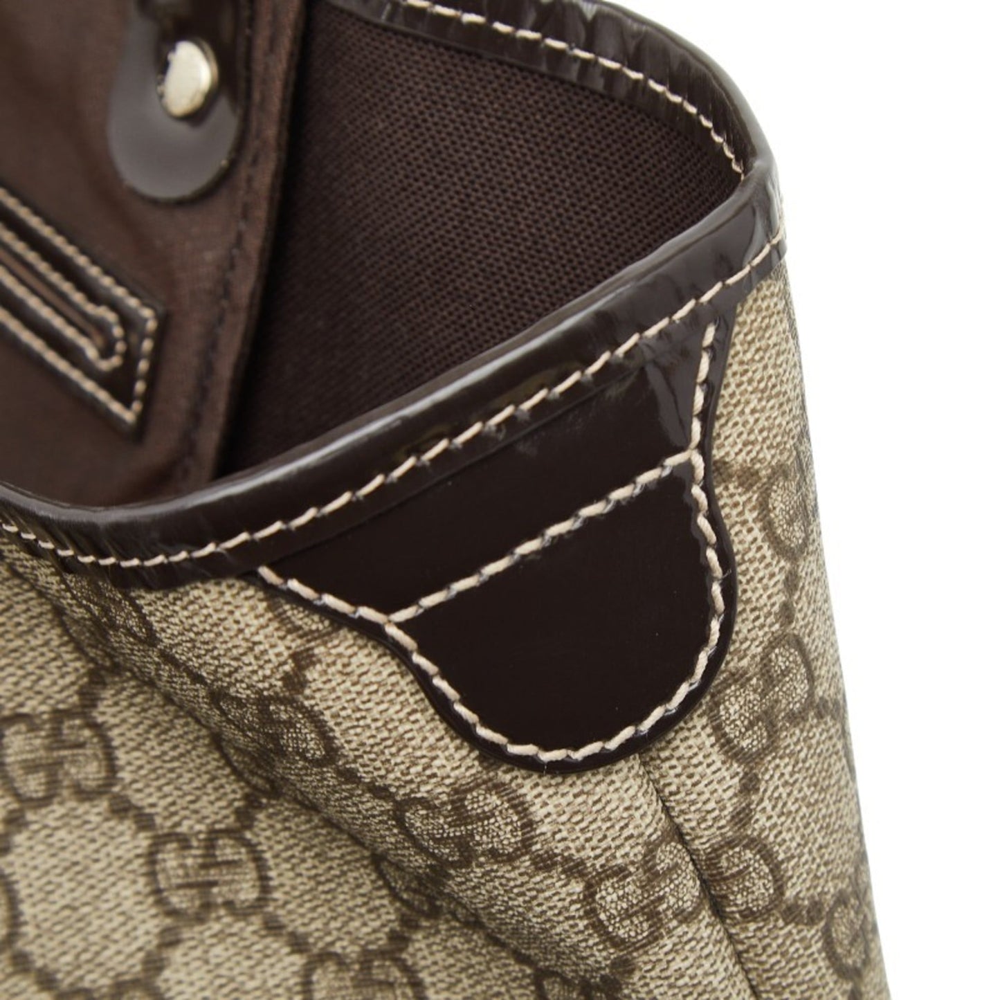 Gucci Beige Brown Pvc Leather Handbag Tote Bag ( )
