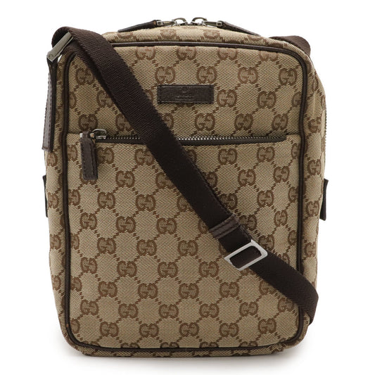 Gucci Beige Brown Dark Brown Khaki Gg Canvas Pochette Shoulder Bag ( )