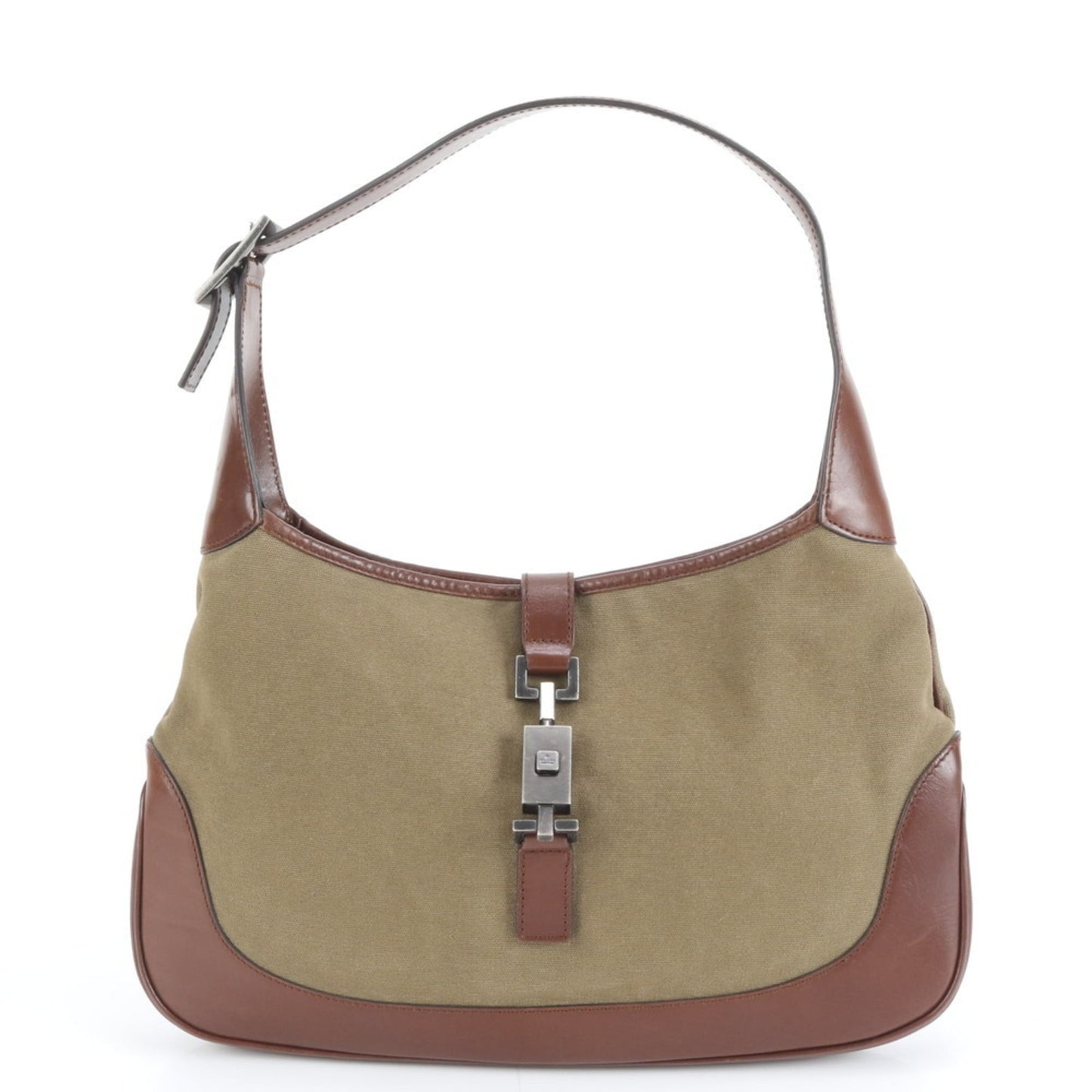 Gucci Brown Leather Canvas Shoulder Bag ( )