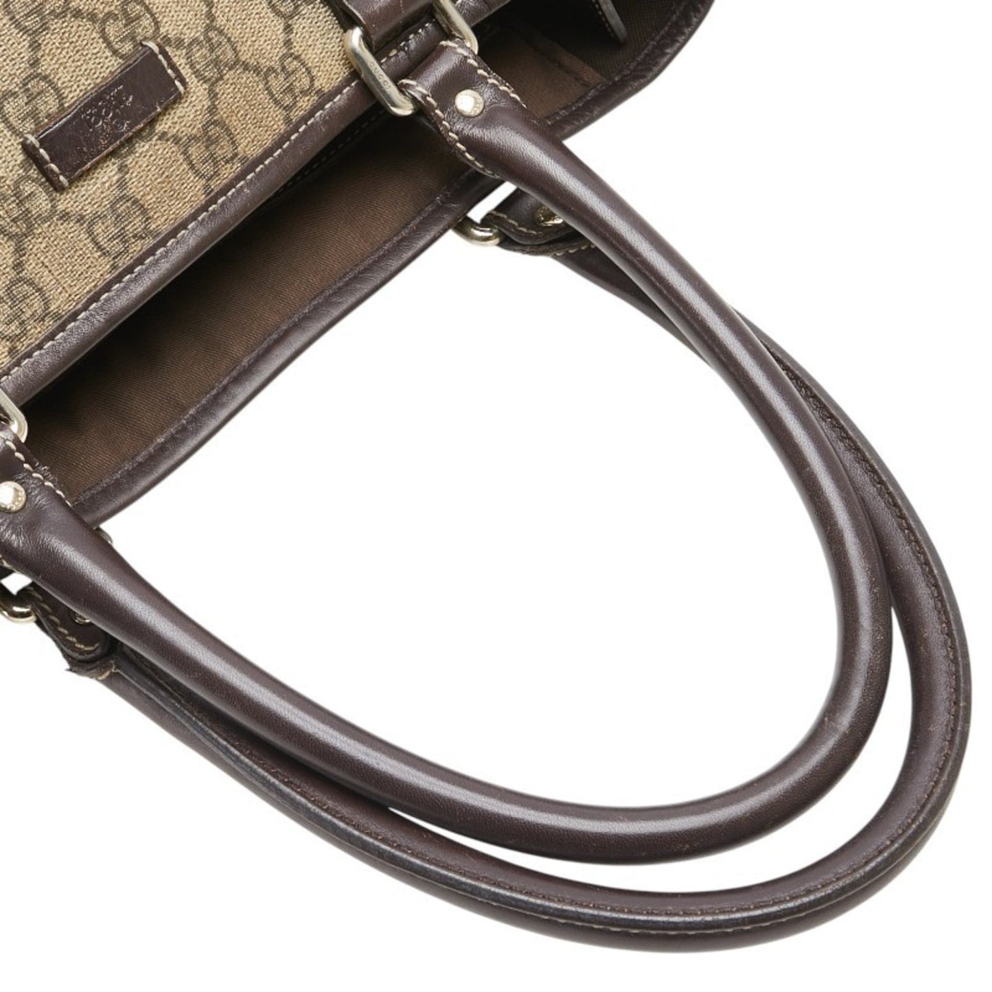Gucci Beige Brown Pvc Leather Shoulder Bag Tote Bag ( )