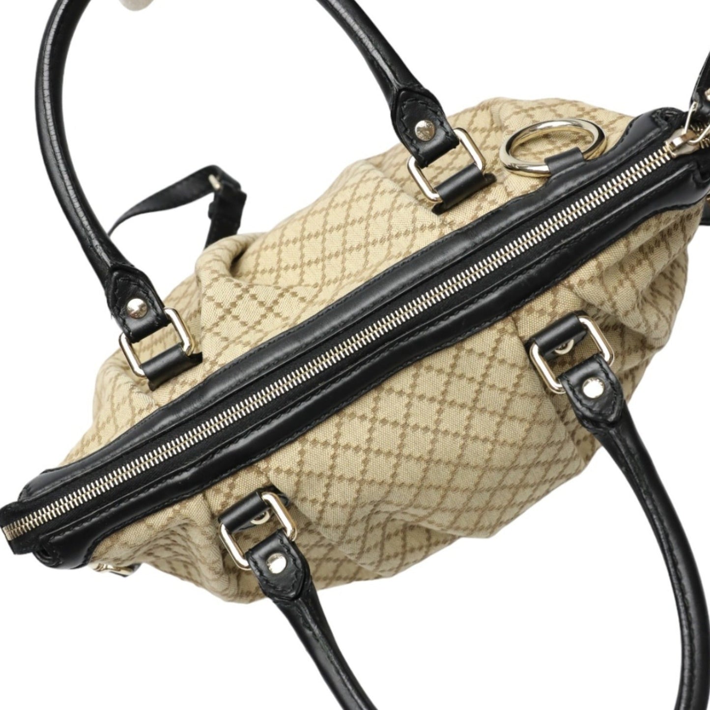 Gucci Beige Black Canvas Shoulder Bag ( )