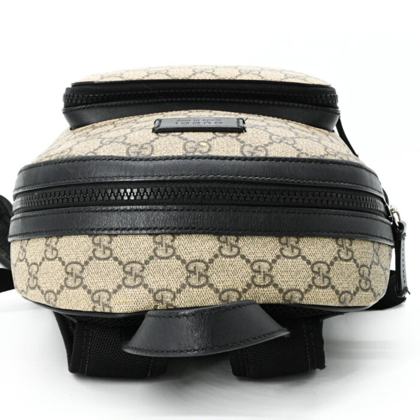 Gucci Beige Black Gg Supreme Leather Backpack ( )