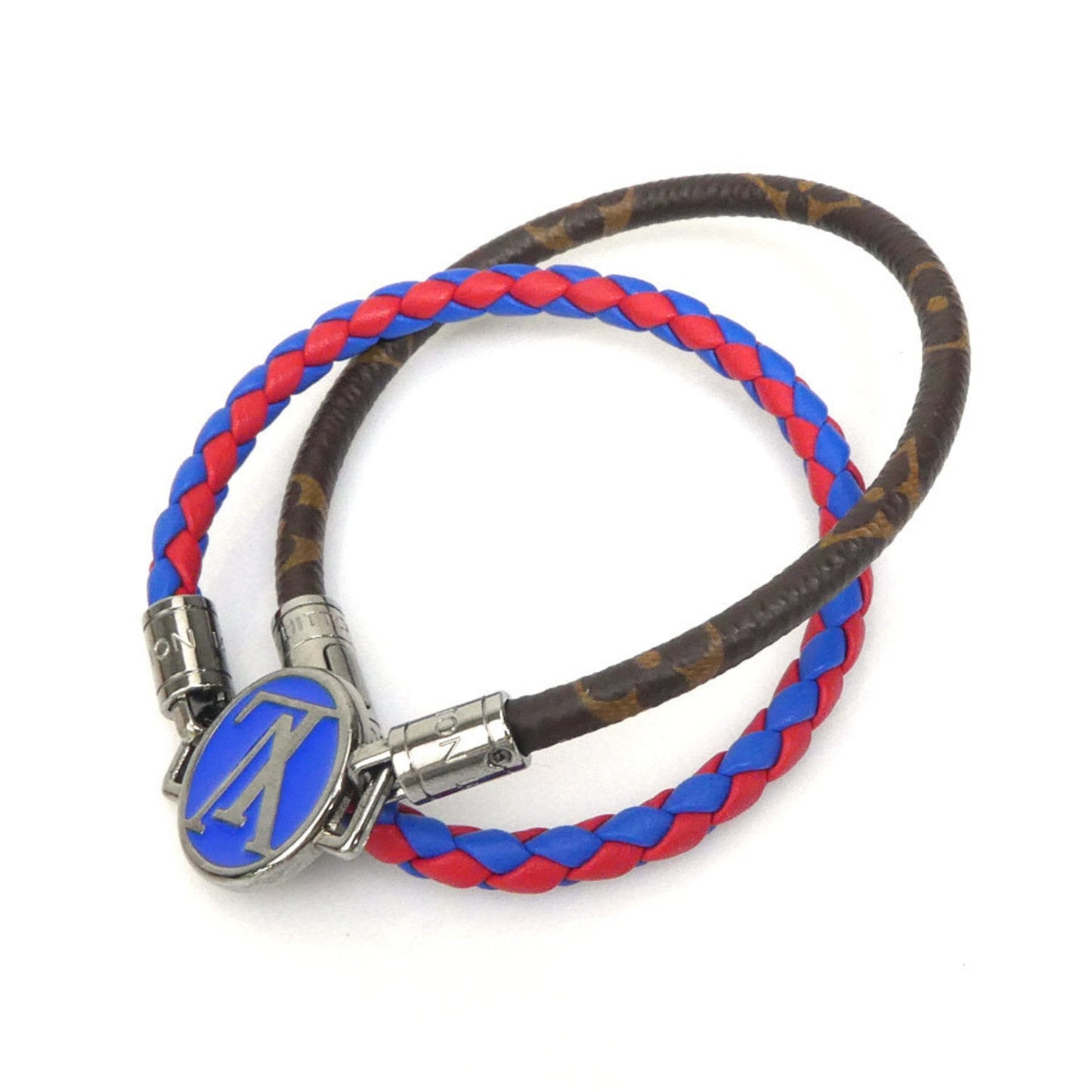 LOUIS VUITTON Bracelet Multi XS Monogram Leather Brown x Blue Red M8004