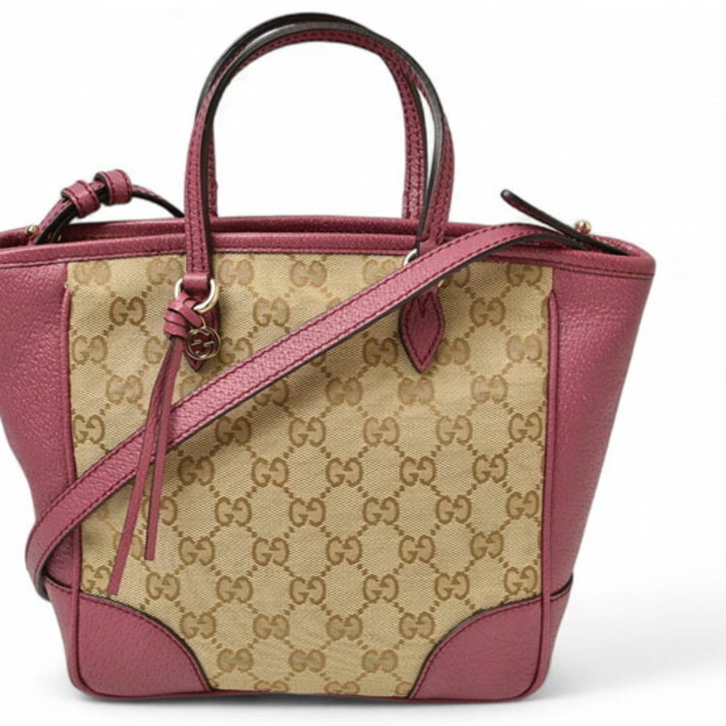 Gucci Beige Pink Gg Canvas Leather Handbag Shoulder Bag ( )